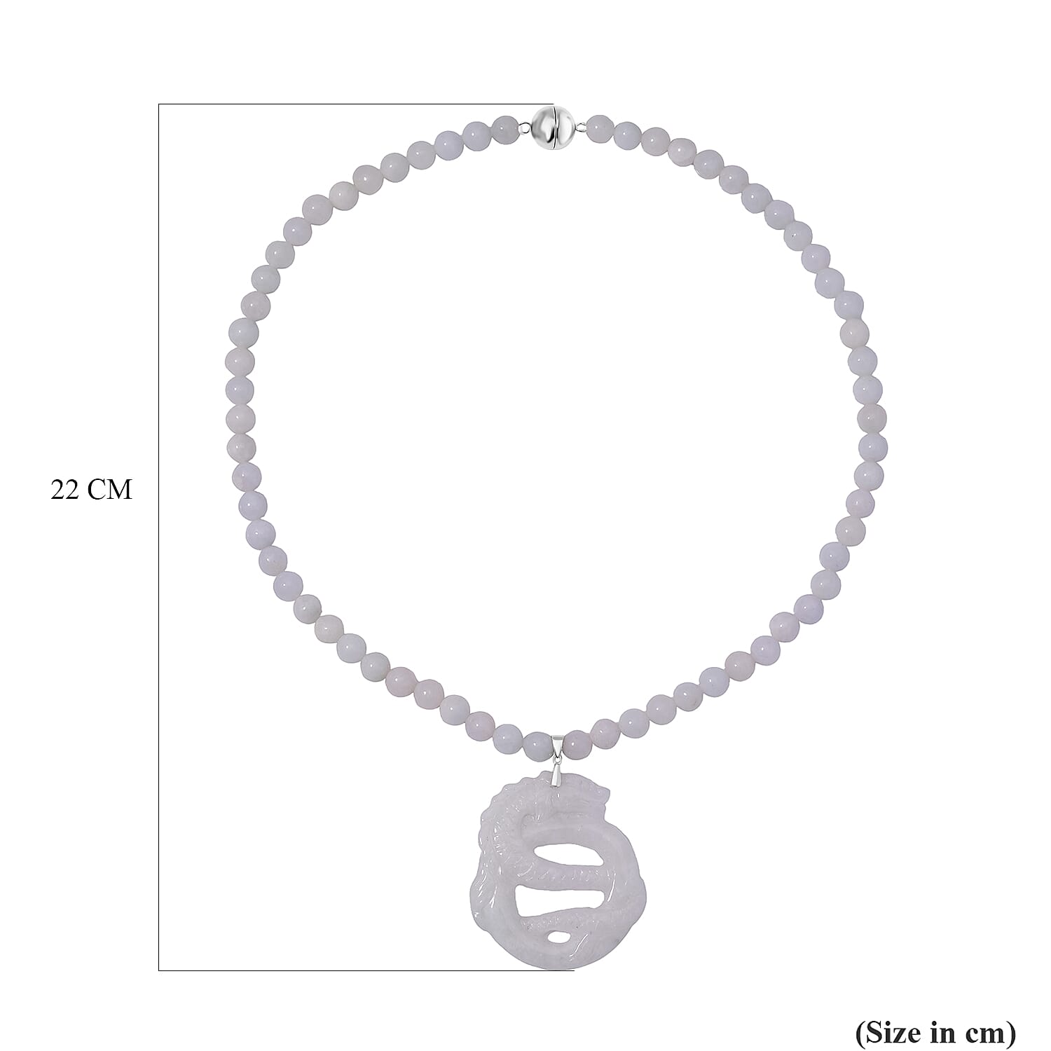 Exclusive Edition - Natural Hand Carved Jadeite Jade Dragon Necklace (Size - 20) with Platinum Overlay Sterling Silver 350.00 Ct