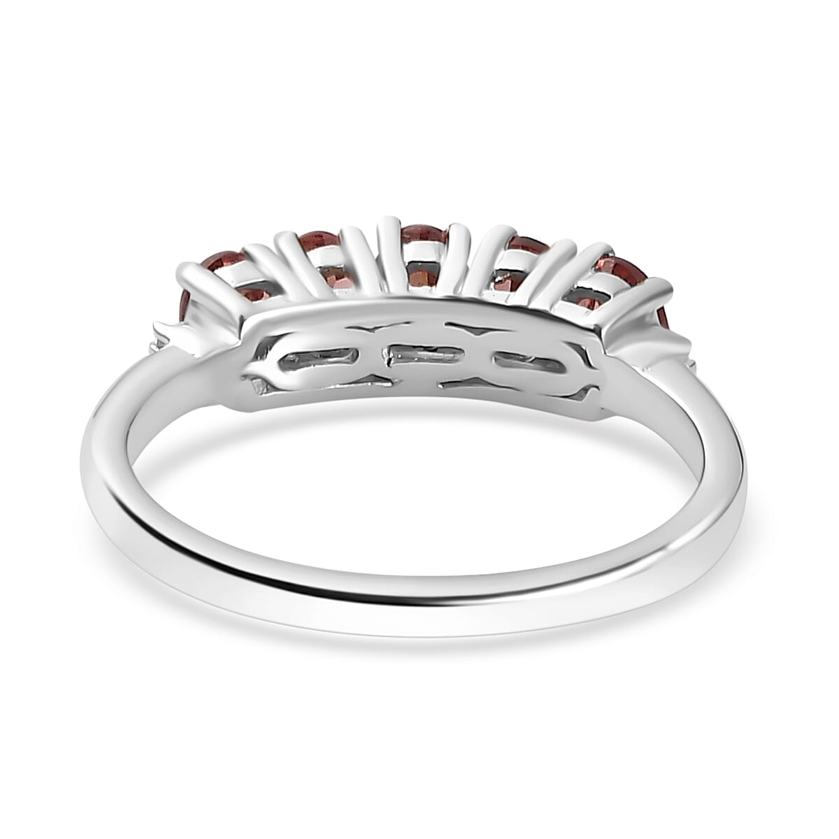 Tanzanian Blush Garnet & Diamond Ring in Rhodium Overlay Sterling Silver 1.20 Ct