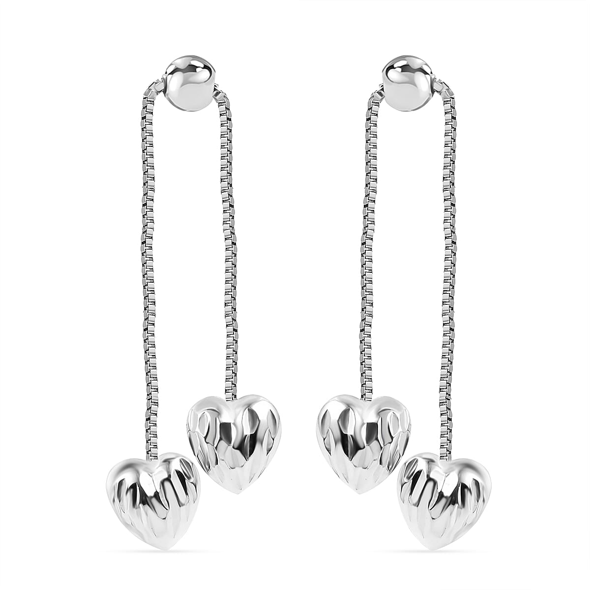 Sterling Silver Heart Drop Earrings