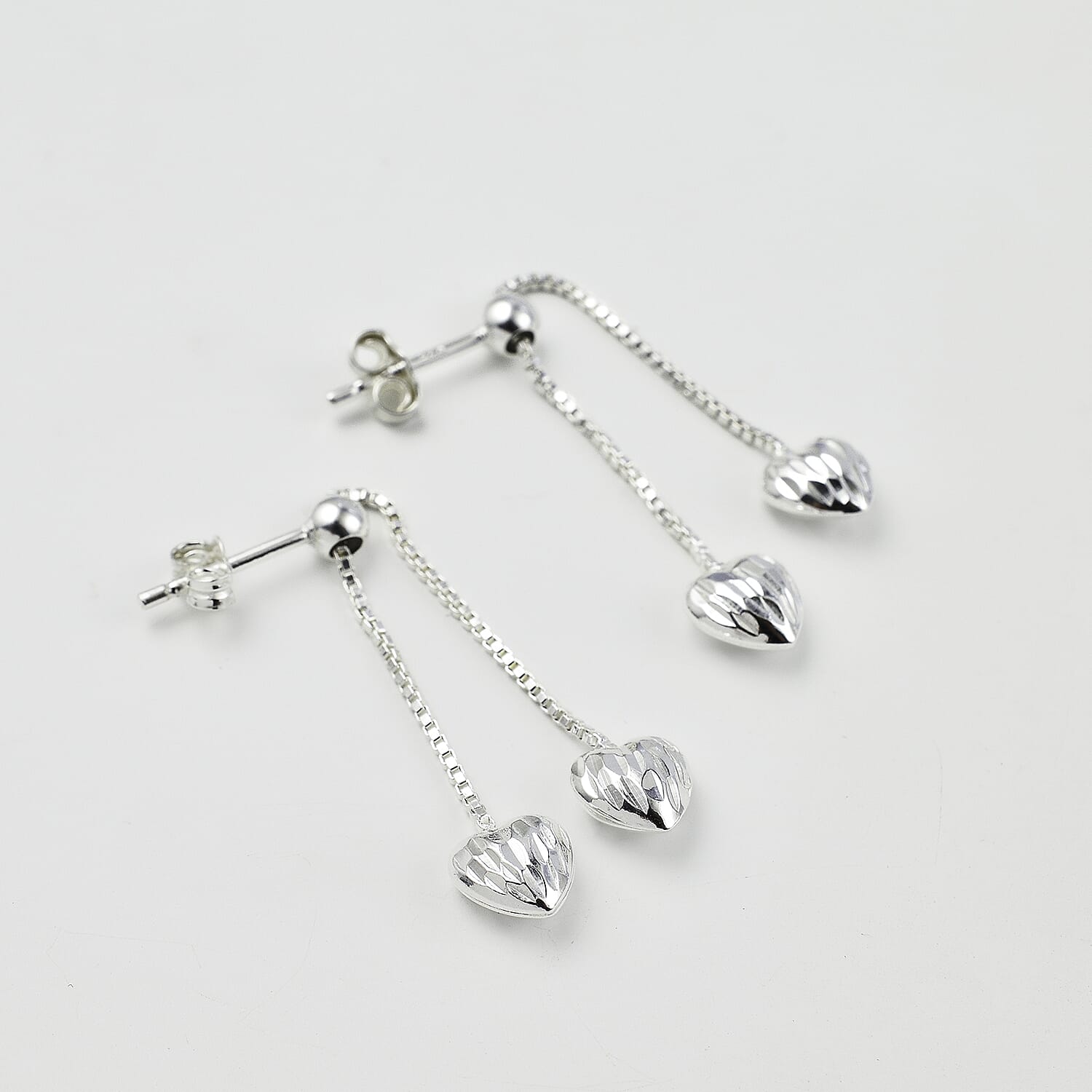 Sterling Silver Heart Drop Earrings