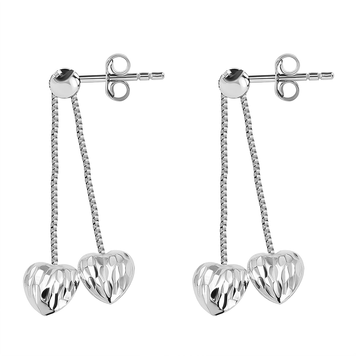 Sterling Silver Heart Drop Earrings