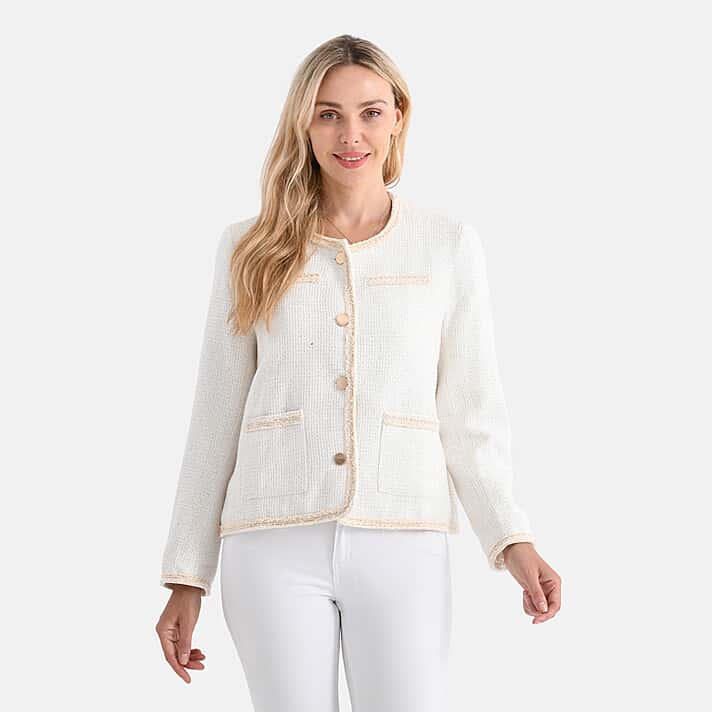 La Marey Tweed Long Sleeve Buttoned Blazer