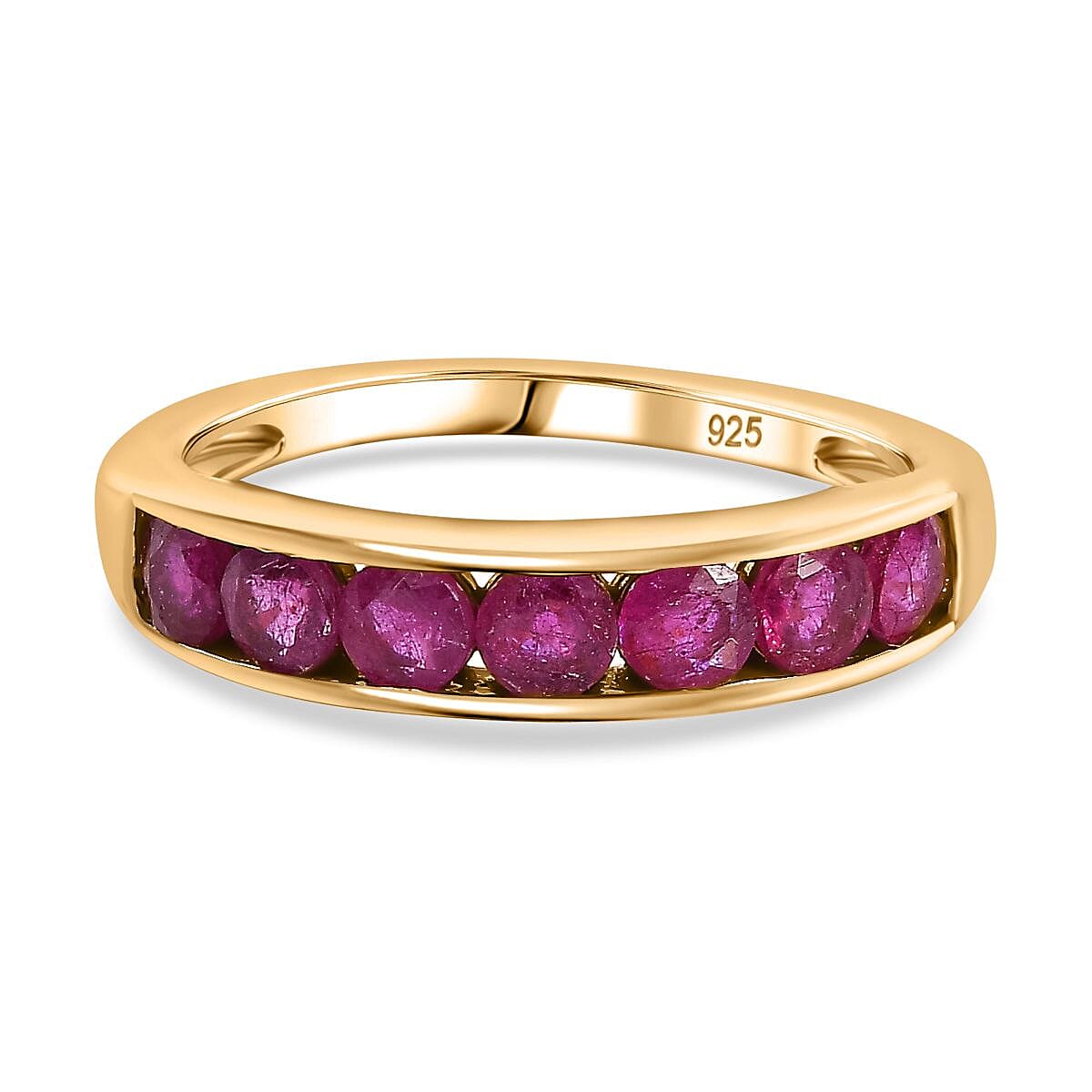 African Ruby Eternity Band Ring in 14K YG Overlay Sterling Silver 1.28 Ct