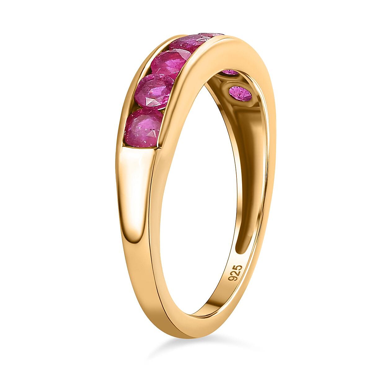 African Ruby Eternity Band Ring in 14K YG Overlay Sterling Silver 1.28 Ct