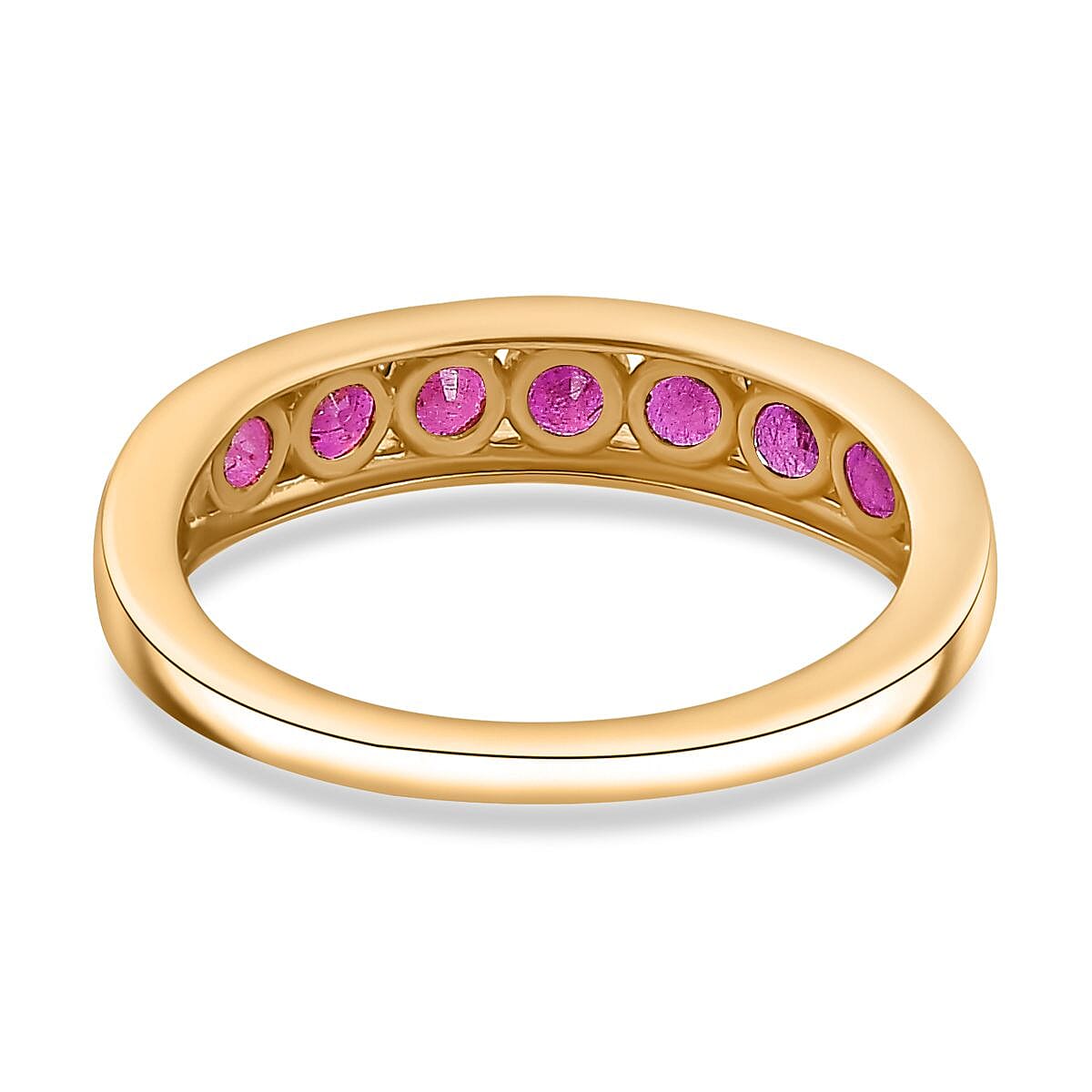 African Ruby Eternity Band Ring in 14K YG Overlay Sterling Silver 1.28 Ct