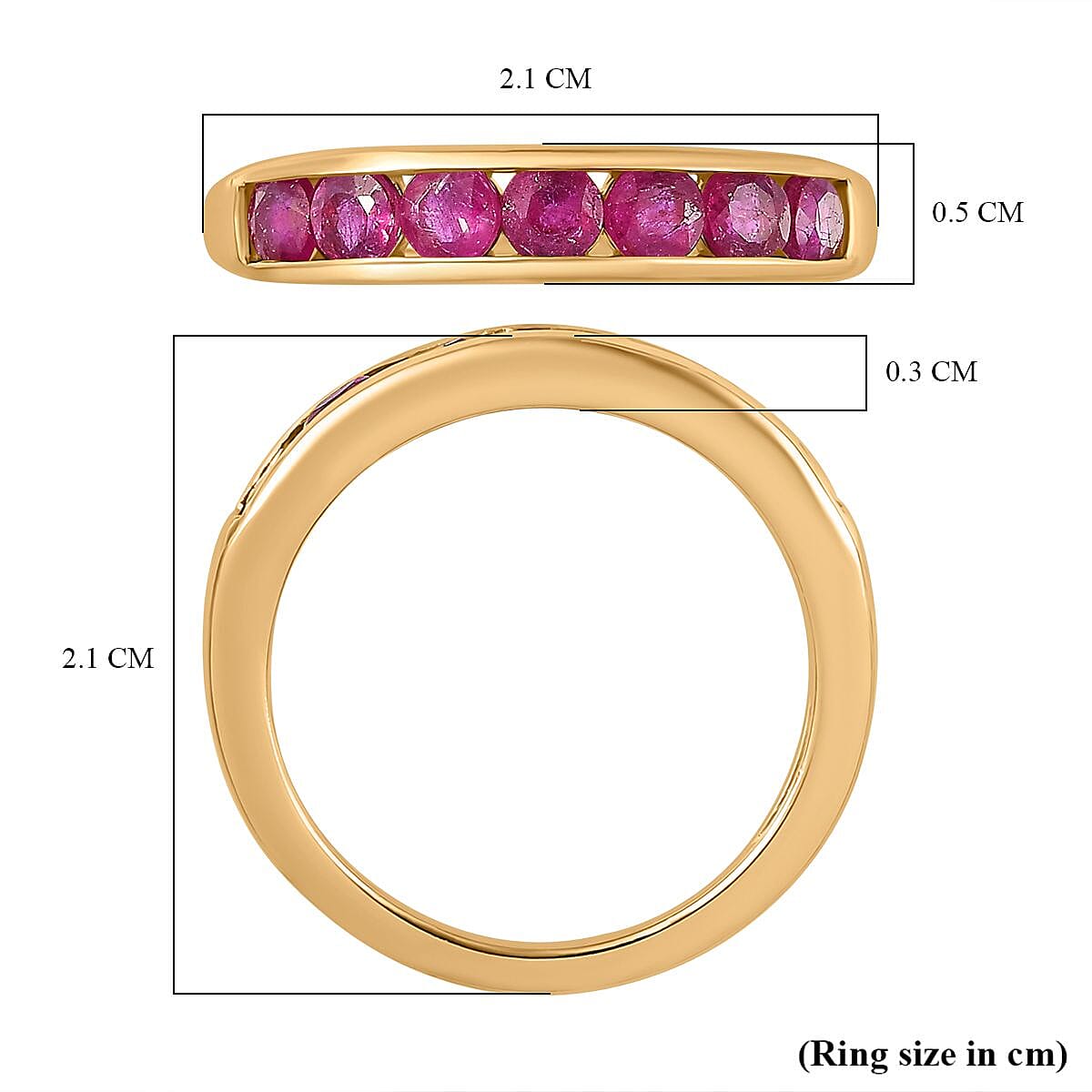 African Ruby Eternity Band Ring in 14K YG Overlay Sterling Silver 1.28 Ct