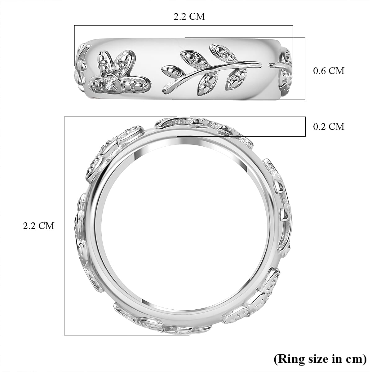 Diamond Floral Band Ring in Silver Tone