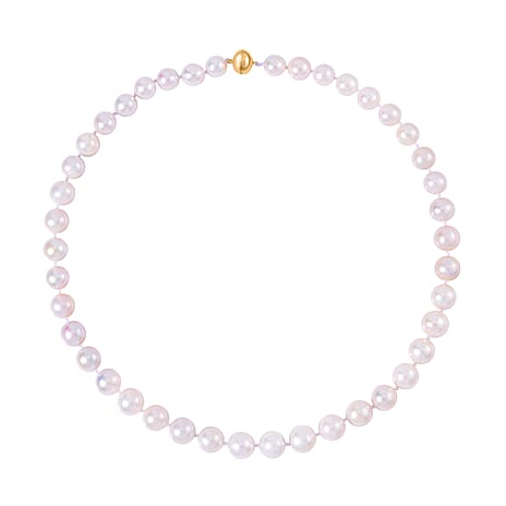 JCK Vegas ShowStopper- 9K Yellow Gold High Lustre White Edison Pearl Necklace (Size - 20) 370.00 Ct