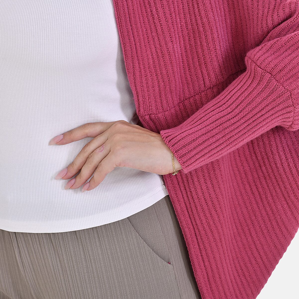 Tamsy Solid Cardigan Size 8 to 20 - Pink