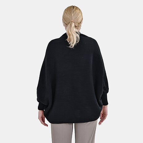 Tamsy Acrylic Solid Cardigan (Size 76x1 cm) - Black & Green