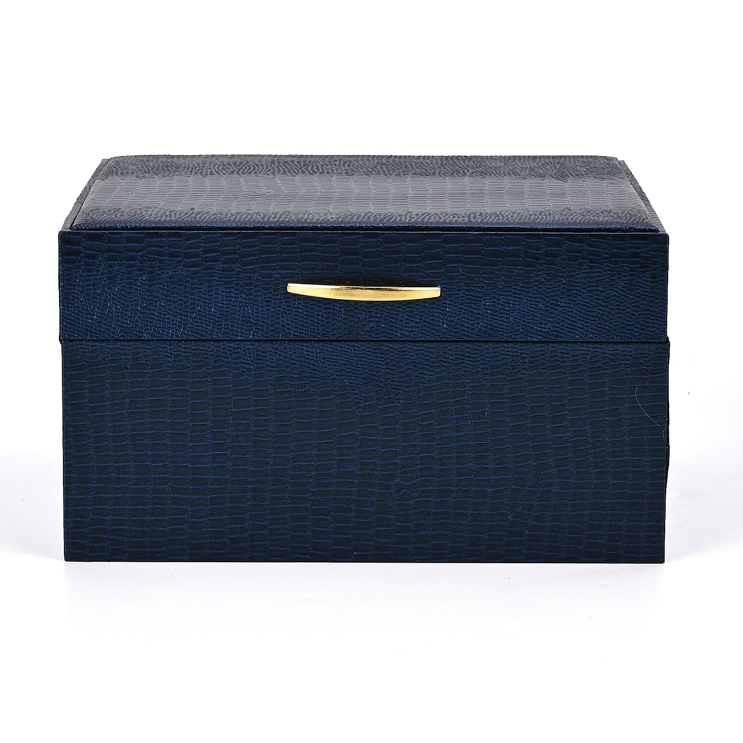 Leatherette Paper Lizard Skin Pattern 2 Layer Jewellery Box (Size 18x16x10 cm) - Blue