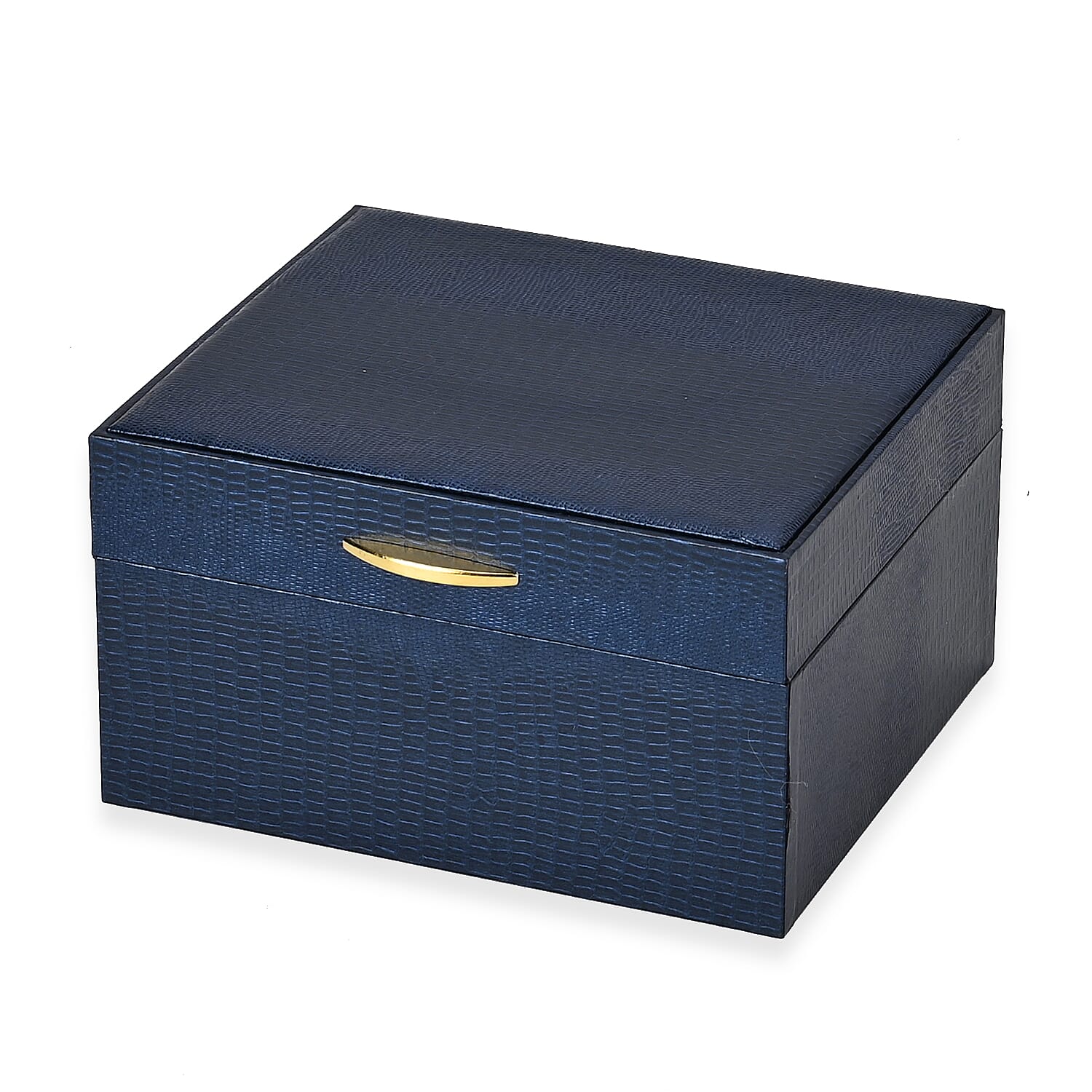 Leatherette Paper Lizard Skin Pattern 2 Layer Jewellery Box (Size 18x16x10 cm) - Blue