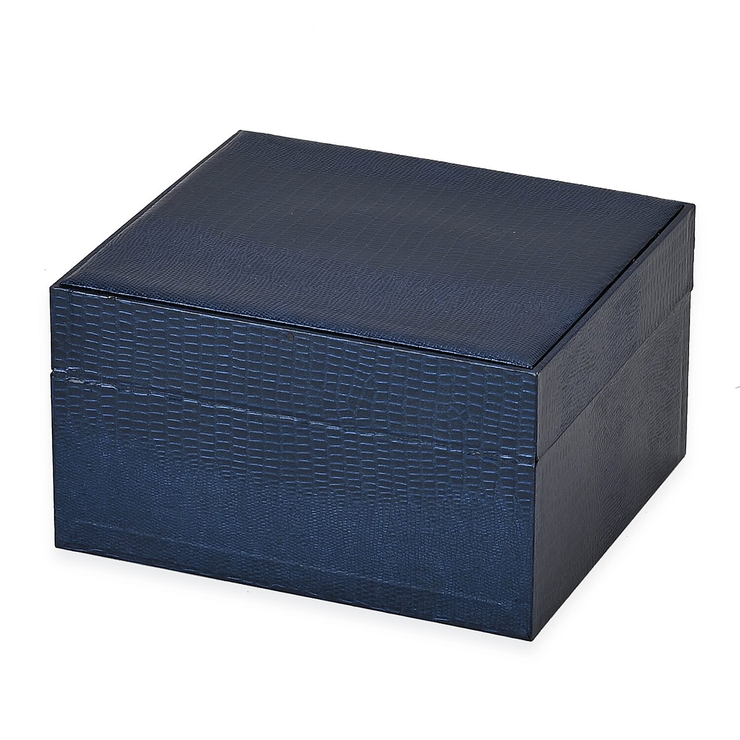 Leatherette Faux Lizard Skin Pattern 2 Layer Jewellery Box (Size 18x16x10 cm) - Navy