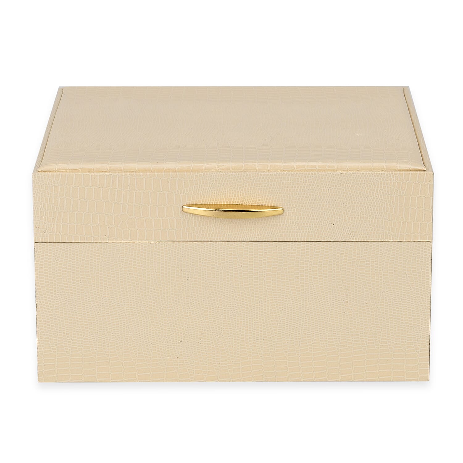 Leatherette Paper Lizard Skin Pattern 2 Layer Jewellery Box (Size 18x16x10 cm) - Beige