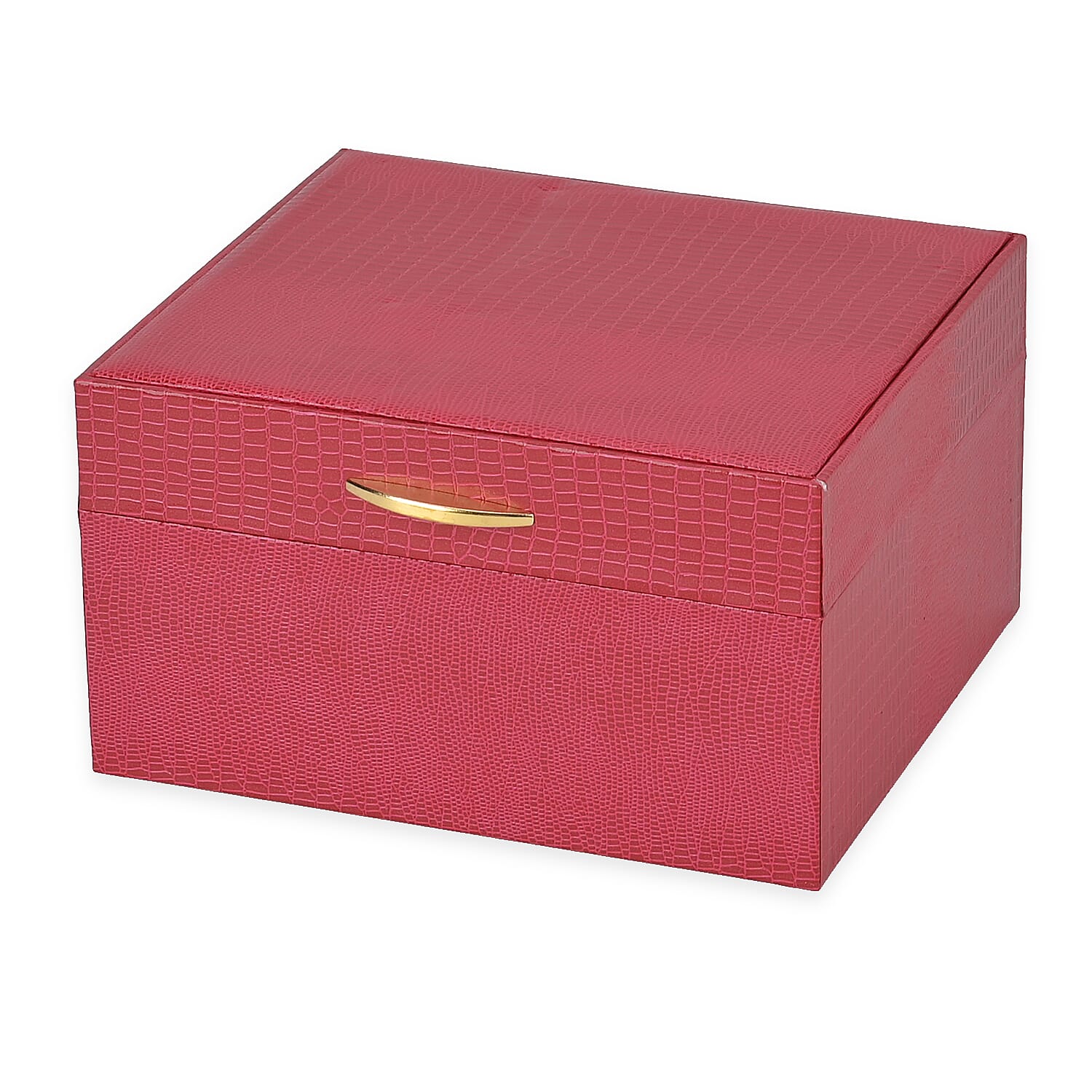 Leatherette Paper Lizard Skin Pattern 2 Layer Jewellery Box (Size 18x16x10 cm) - Wine Red