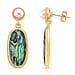 Abalone Shell and White Fresh Water Pearl Earring with Push Back