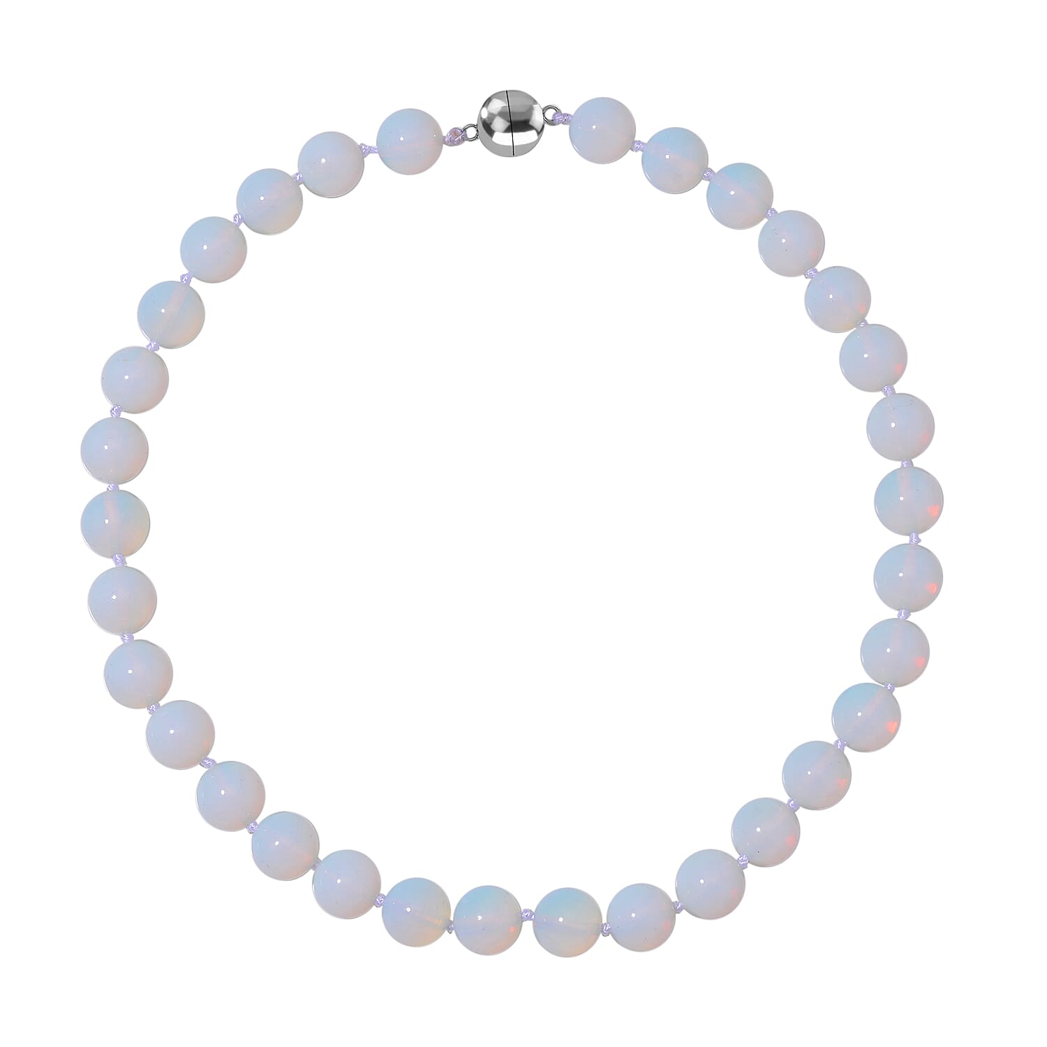 Opalite Beads Necklace in White Tone with Magnetic Lock (Size 20) 570.00 Ct.