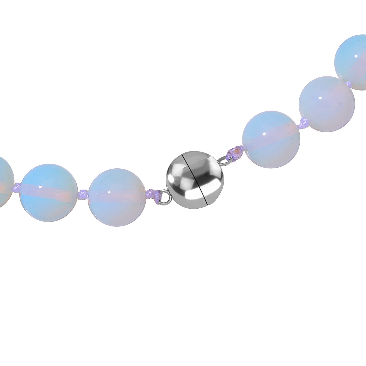 Opalite Beads Necklace in White Tone with Magnetic Lock (Size 20) 570.00 Ct.