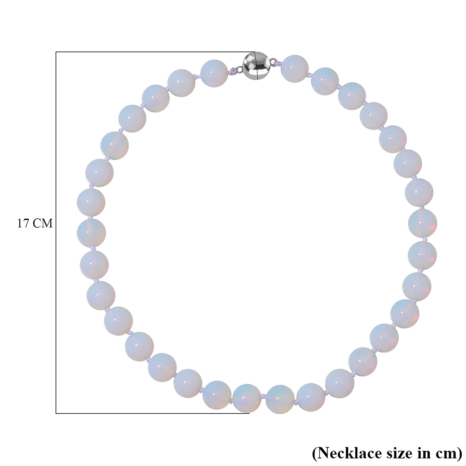 Opalite Beads Necklace in White Tone with Magnetic Lock (Size 20) 570.00 Ct.