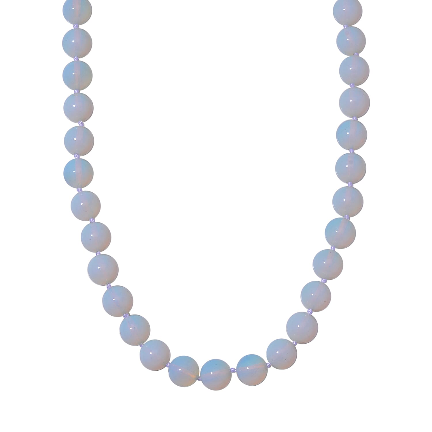 Opalite Beads Necklace in White Tone with Magnetic Lock (Size 20) 570.00 Ct.