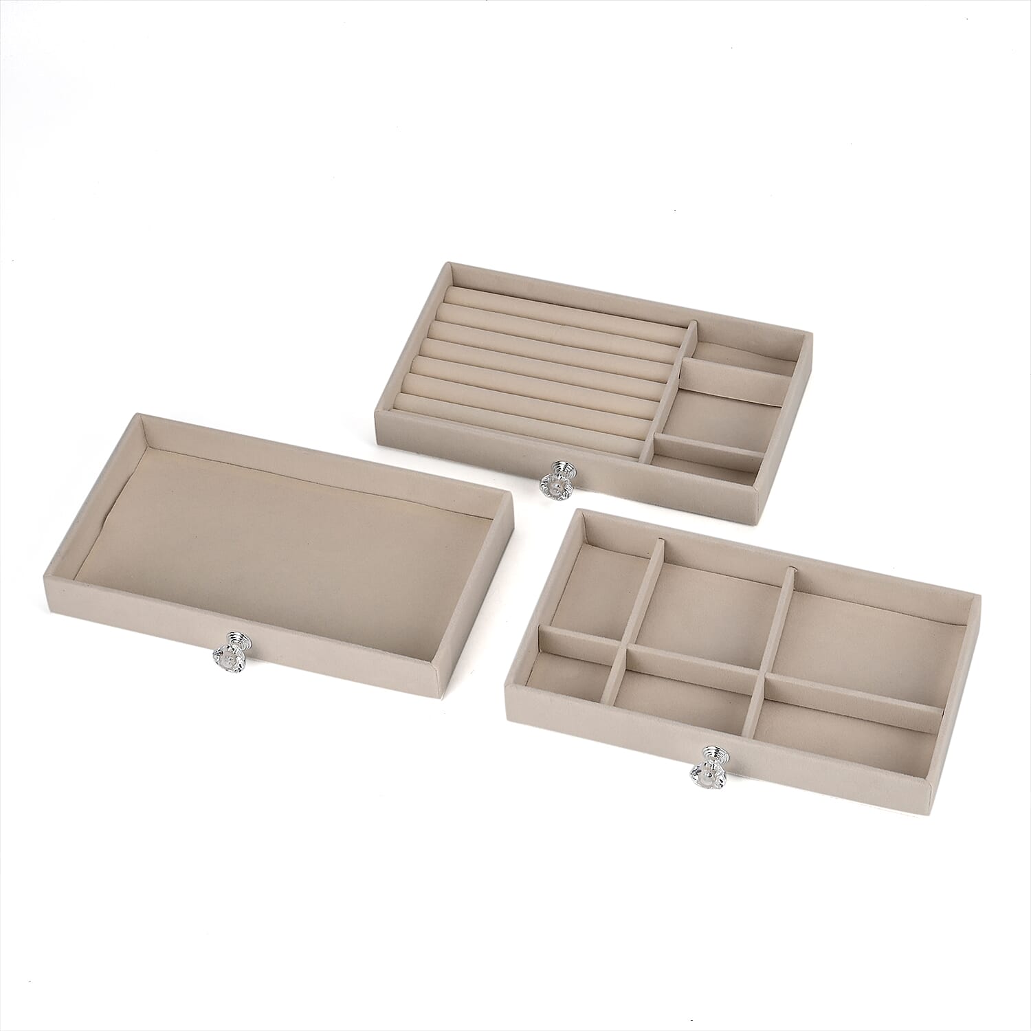 Patterned Jewellery Organiser (Size 23x13x10 cm) - Cream & Gray