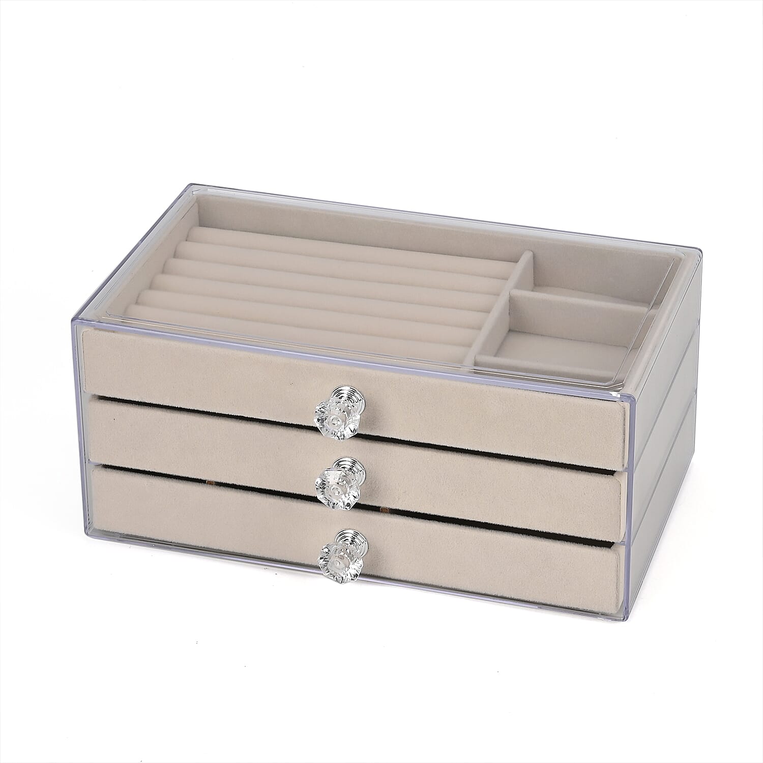 Patterned Jewellery Organiser (Size 23x13x10 cm) - Cream & Gray