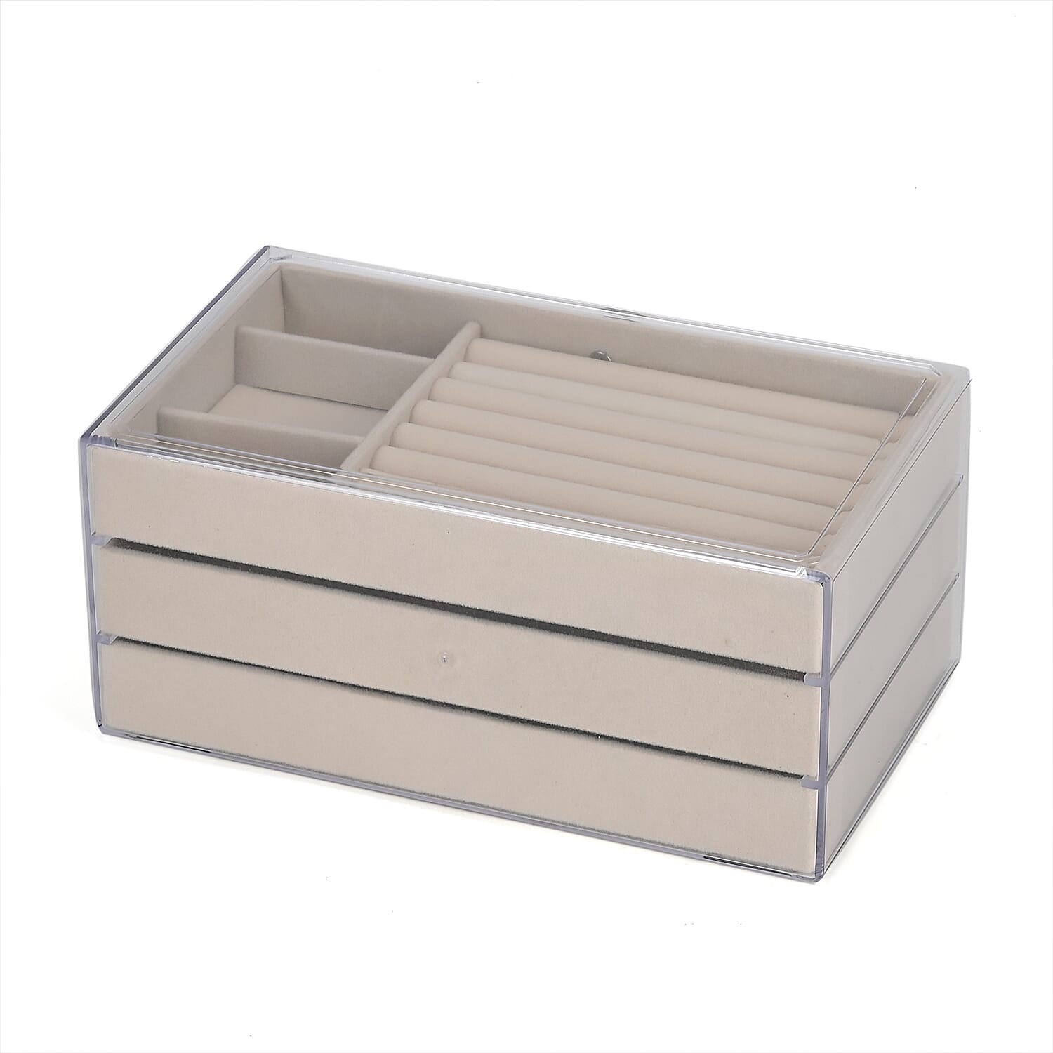 Patterned Jewellery Organiser (Size 23x13x10 cm) - Cream & Gray