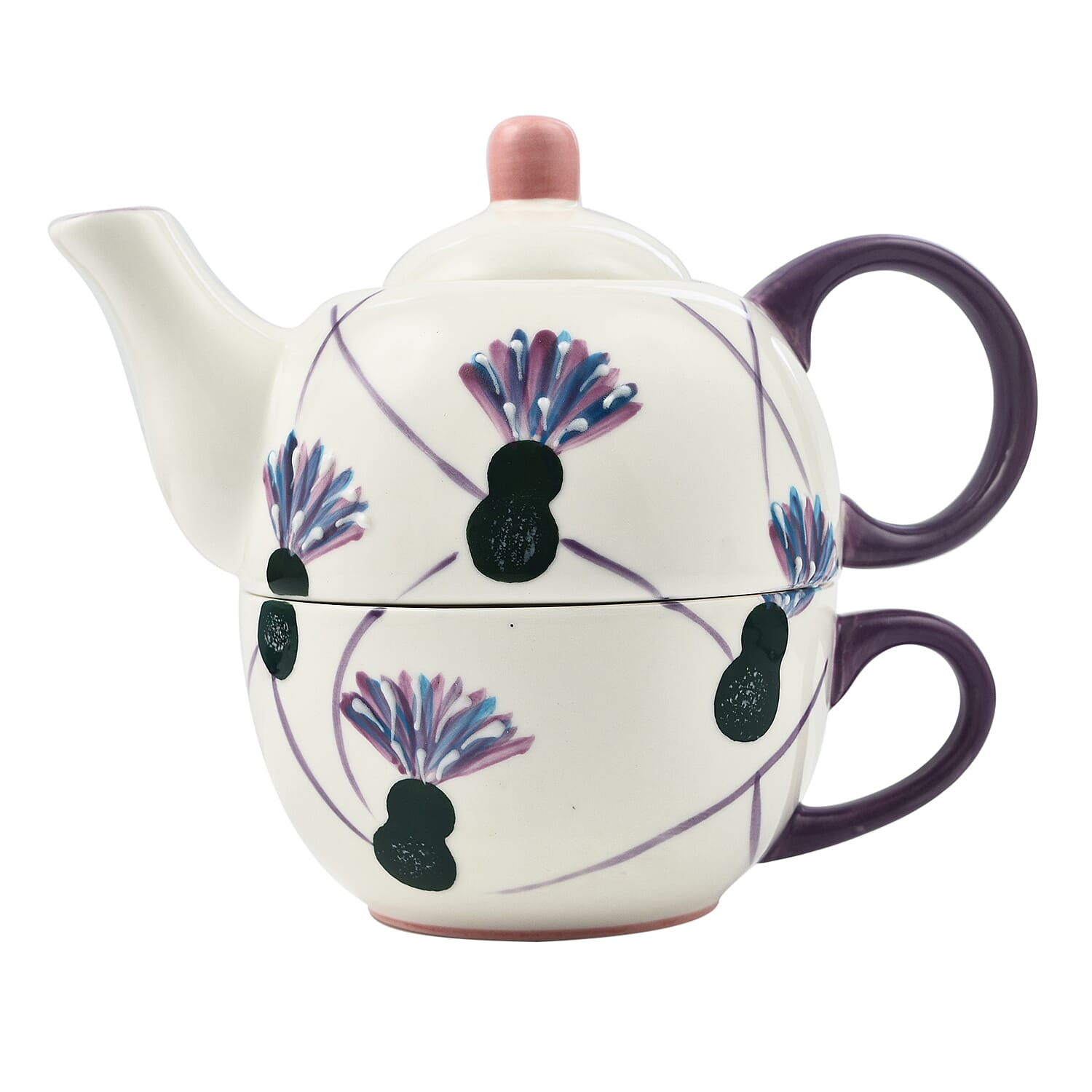 Lesser and Pavey - Thistle Tea for One-Cup 250ml, Teaport 450ml - White