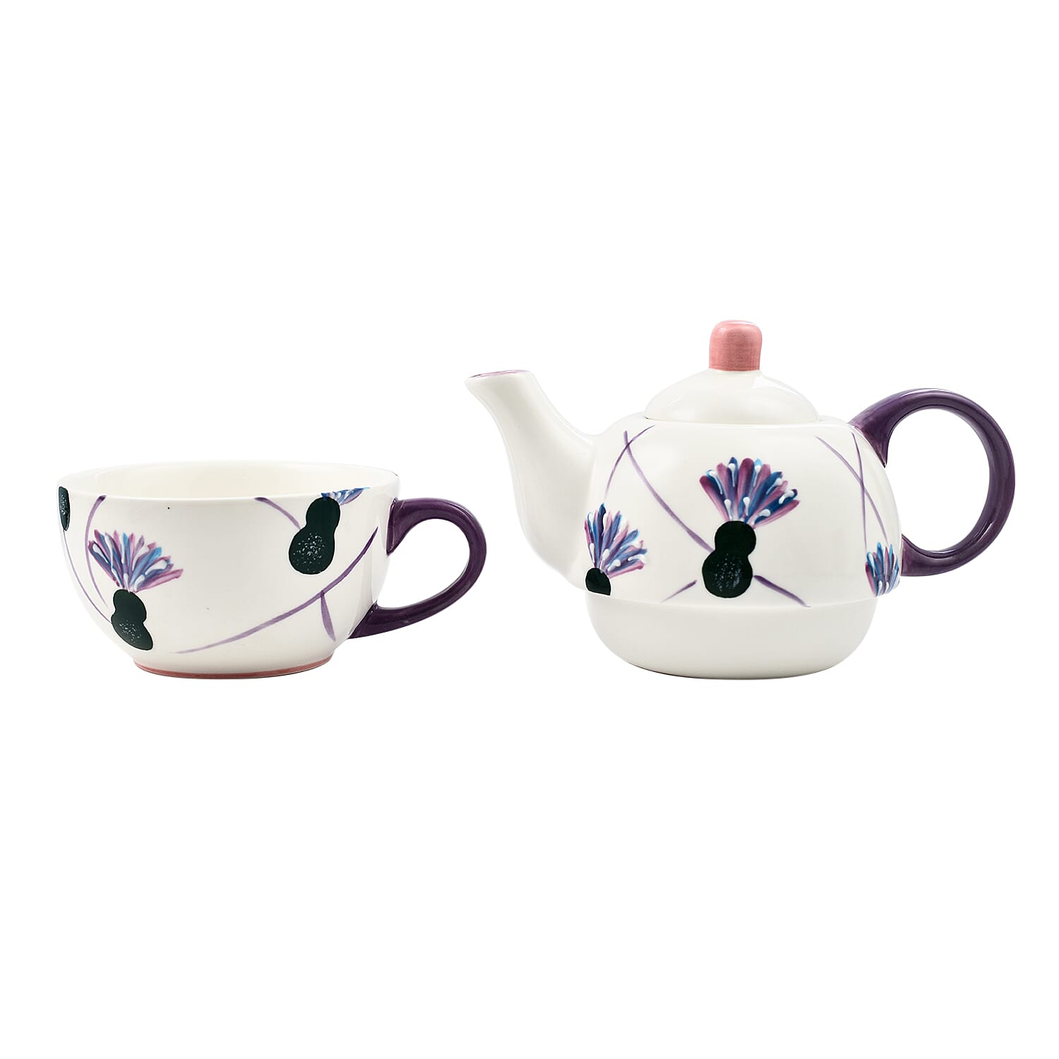 Lesser and Pavey - Thistle Tea for One-Cup 250ml, Teaport 450ml - White