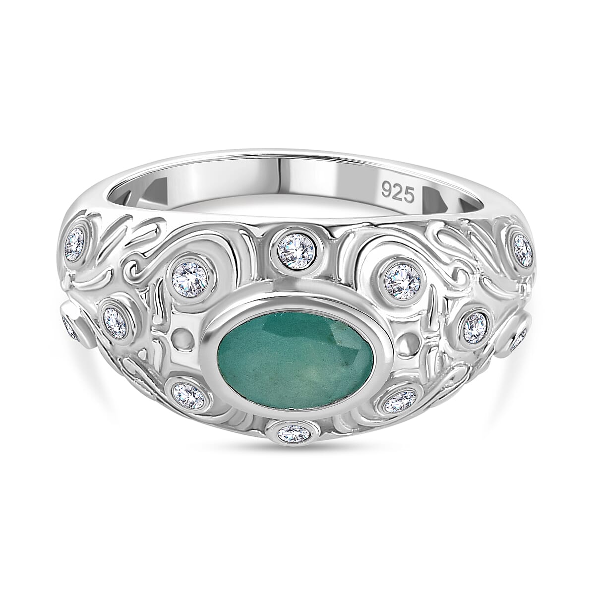 Grandidierite & Natural Zircon Ring in Rhodium Overlay Sterling Silver 1.01 Ct