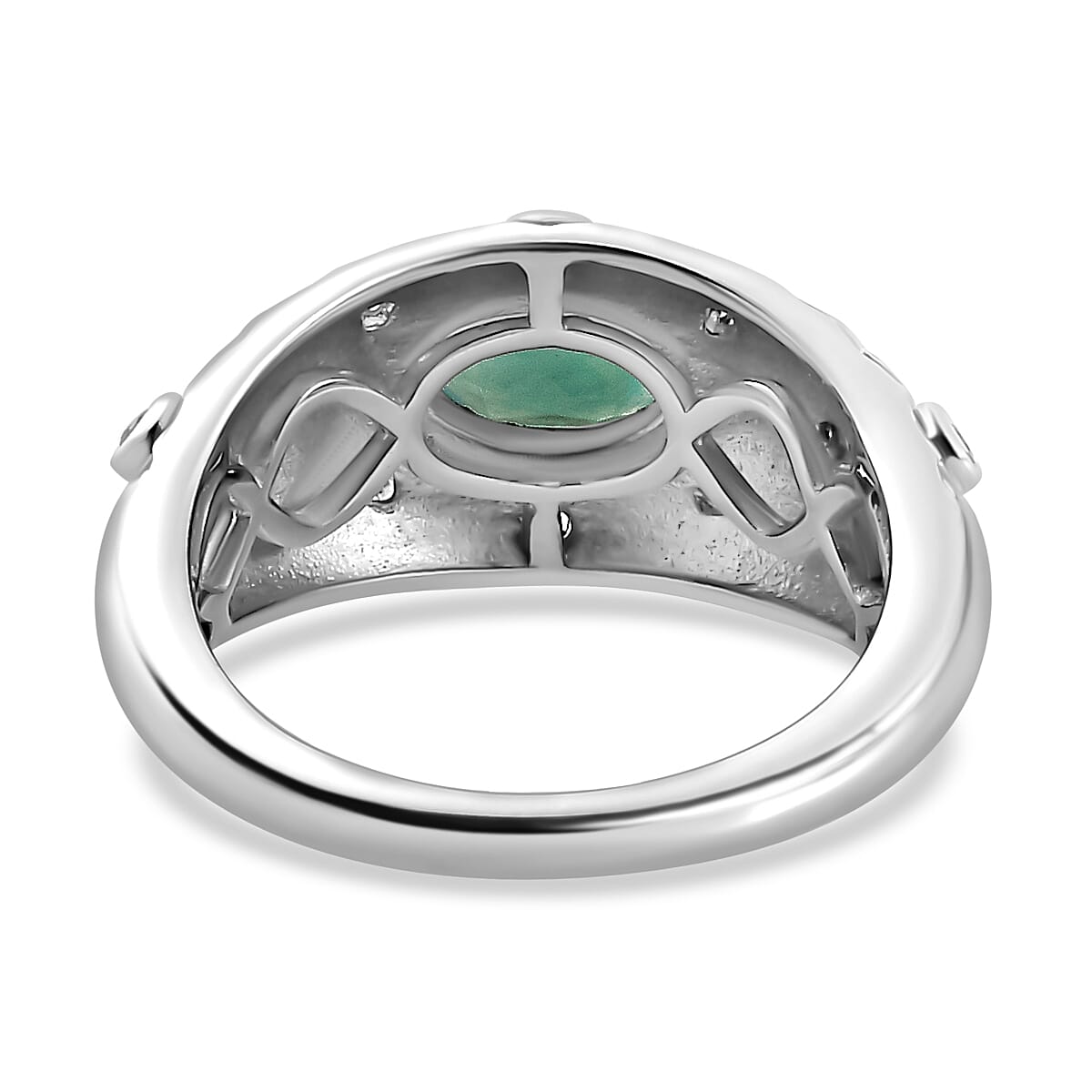 Grandidierite & Natural Zircon Ring in Rhodium Overlay Sterling Silver 1.01 Ct
