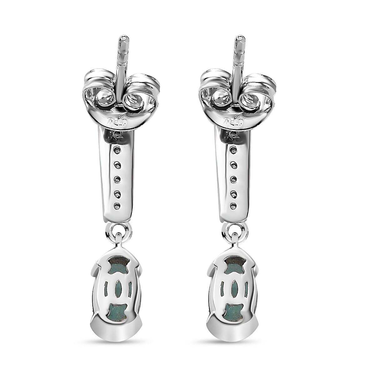 Grandidierite & Natural Zircon Dangle Earrings in Rhodium Overlay Sterling Silver 1.12 Ct