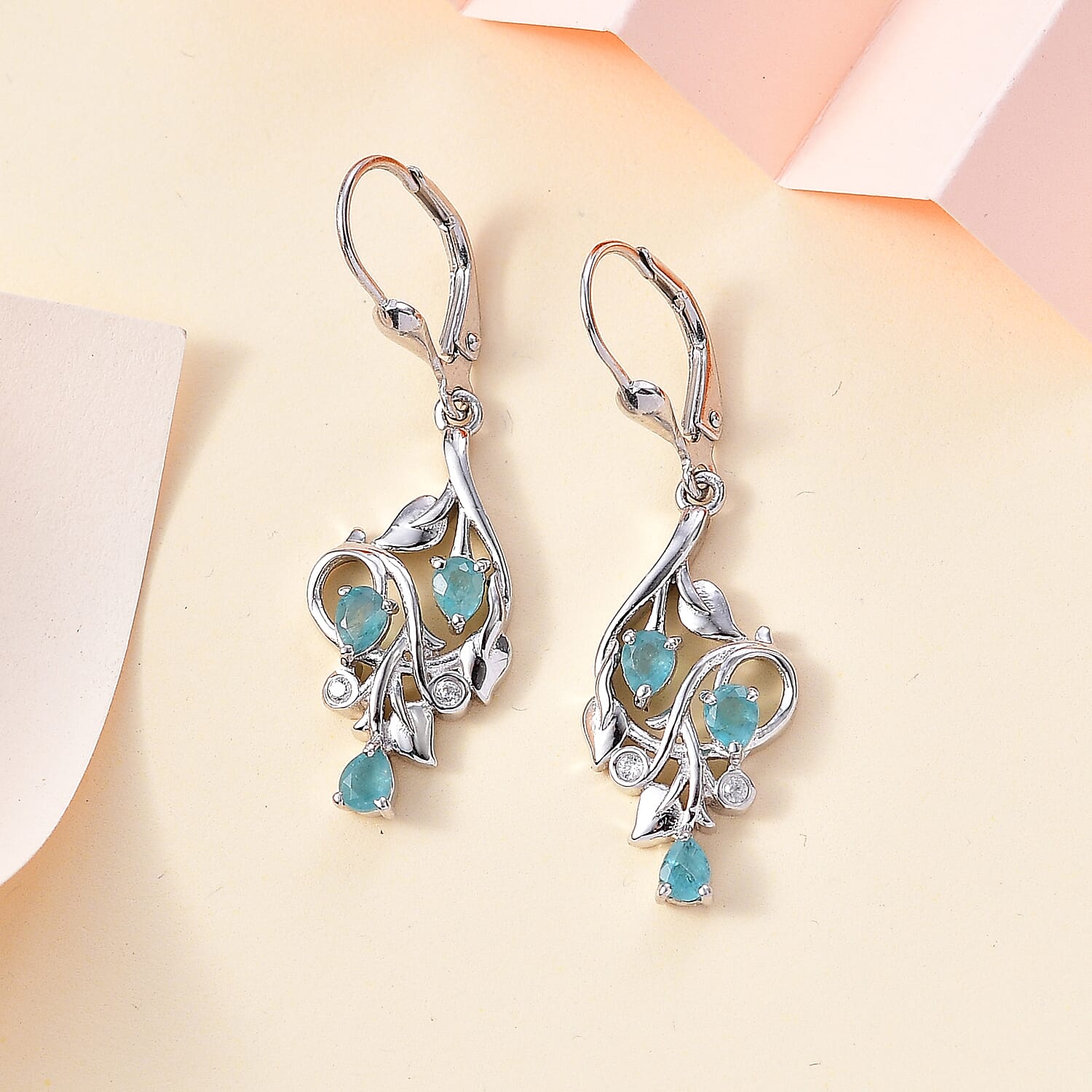 Grandidierite & Natural Zircon Dangle Earrings in Rhodium Overlay Sterling Silver 1.03 Ct
