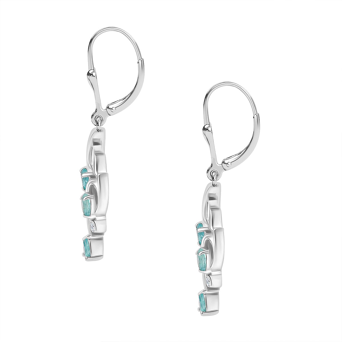 Grandidierite & Natural Zircon Dangle Earrings in Rhodium Overlay Sterling Silver 1.03 Ct