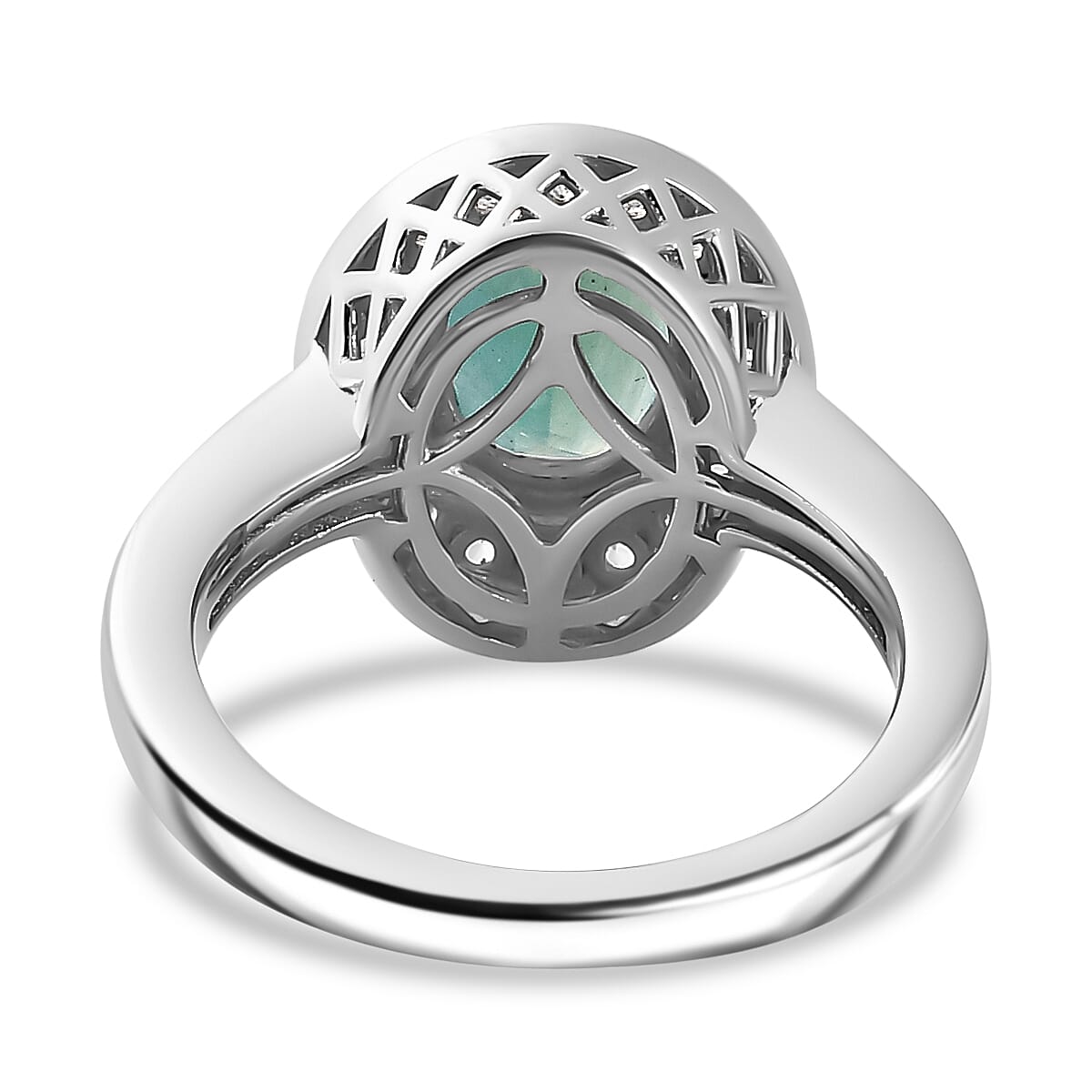 Grandidierite & Natural Zircon Ring in Rhodium Overlay Sterling Silver 2.69 Ct,Silver Wt. 5.0 Gms