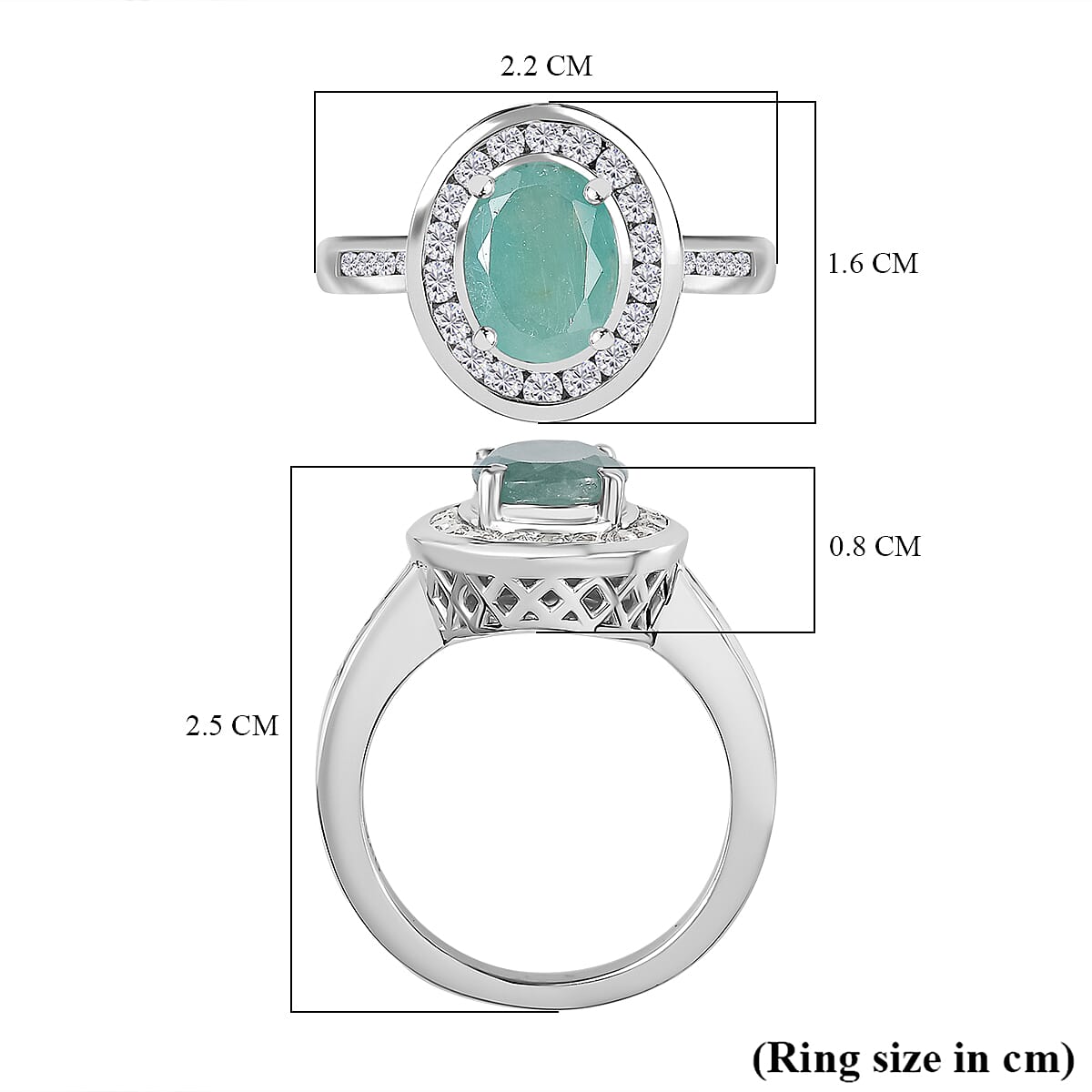 Grandidierite & Natural Zircon Ring in Rhodium Overlay Sterling Silver 2.69 Ct,Silver Wt. 5.0 Gms