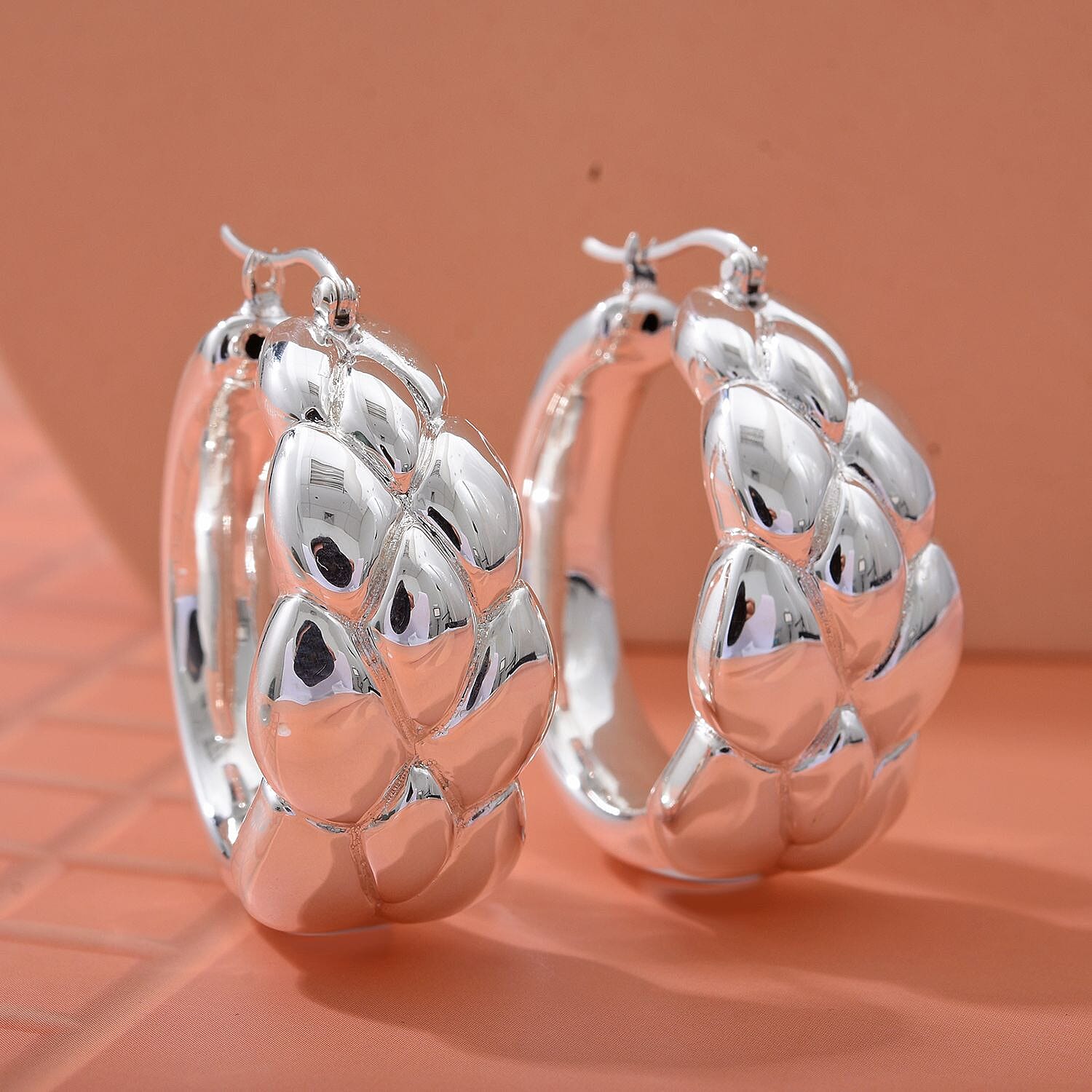 Thai Silver Vintage Braid Earrings with Clasp, Silver Wt. 8.80 Gms.