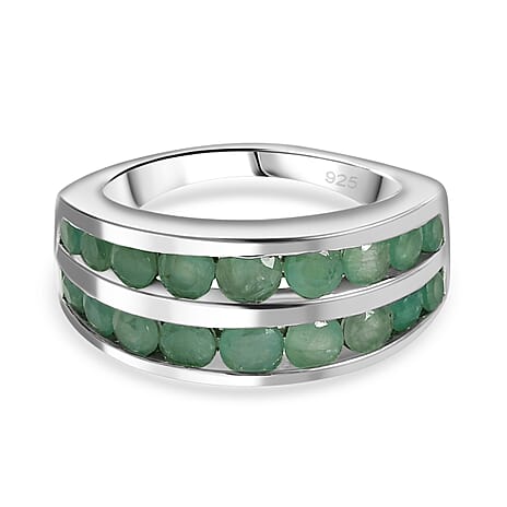 Grandidierite Half-Eternity Band Ring in Rhodium Overlay Sterling Silver 2.10 Ct