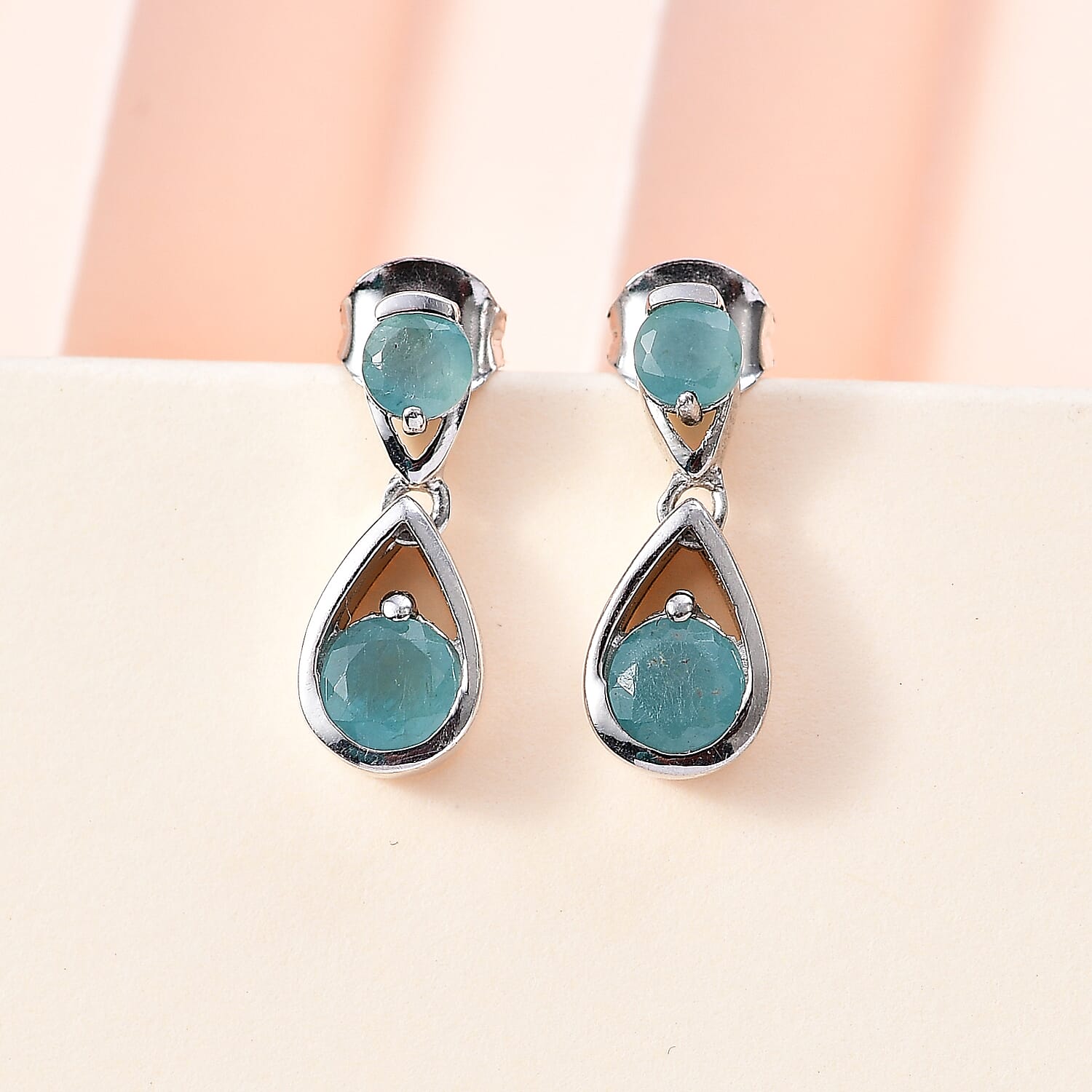 Grandidierite Dangle Earrings in Rhodium Overlay Sterling Silver 1.60 Ct