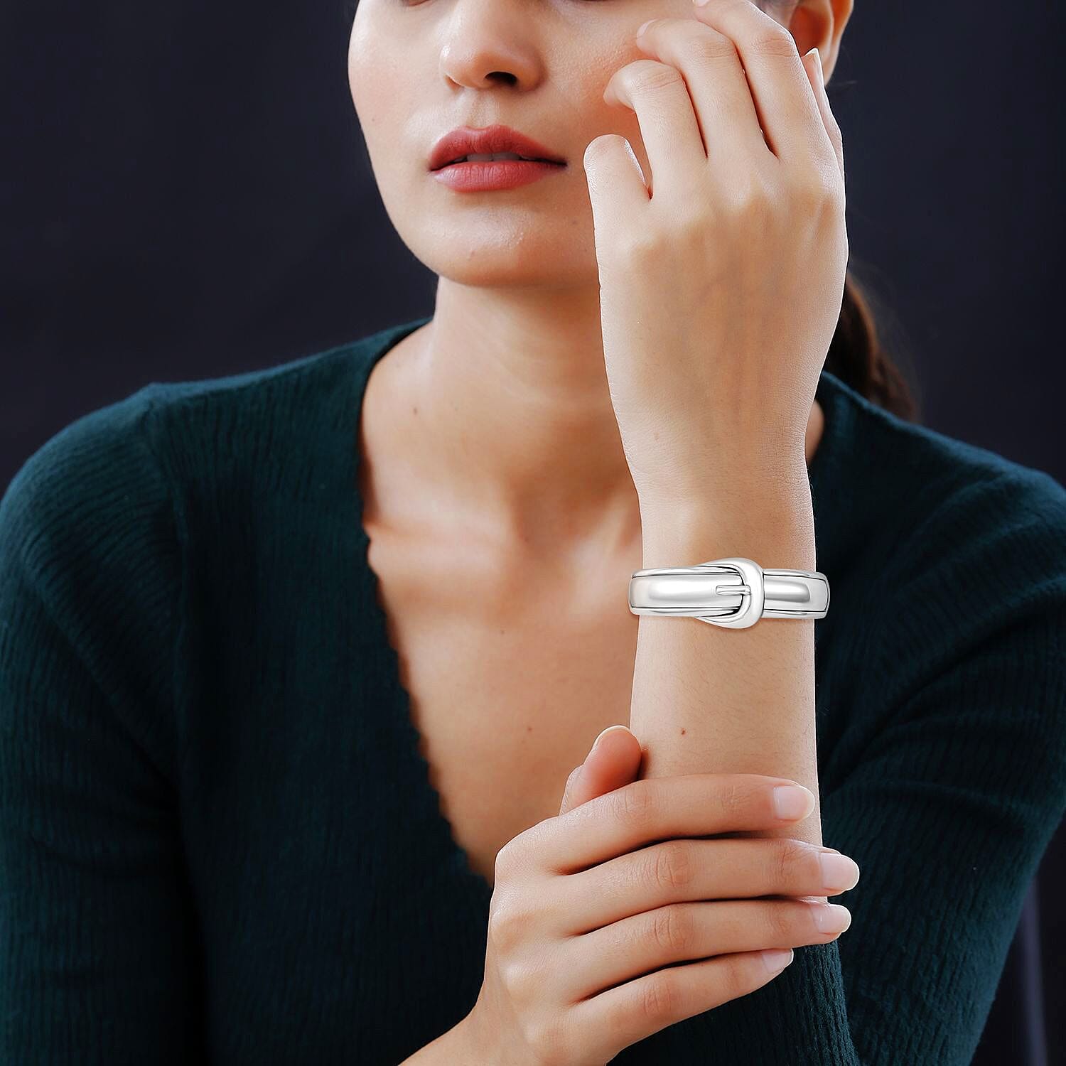 Sterling Silver Belt Buckle Bangle (Size - 7.5), Silver Wt. 33.50 Gms