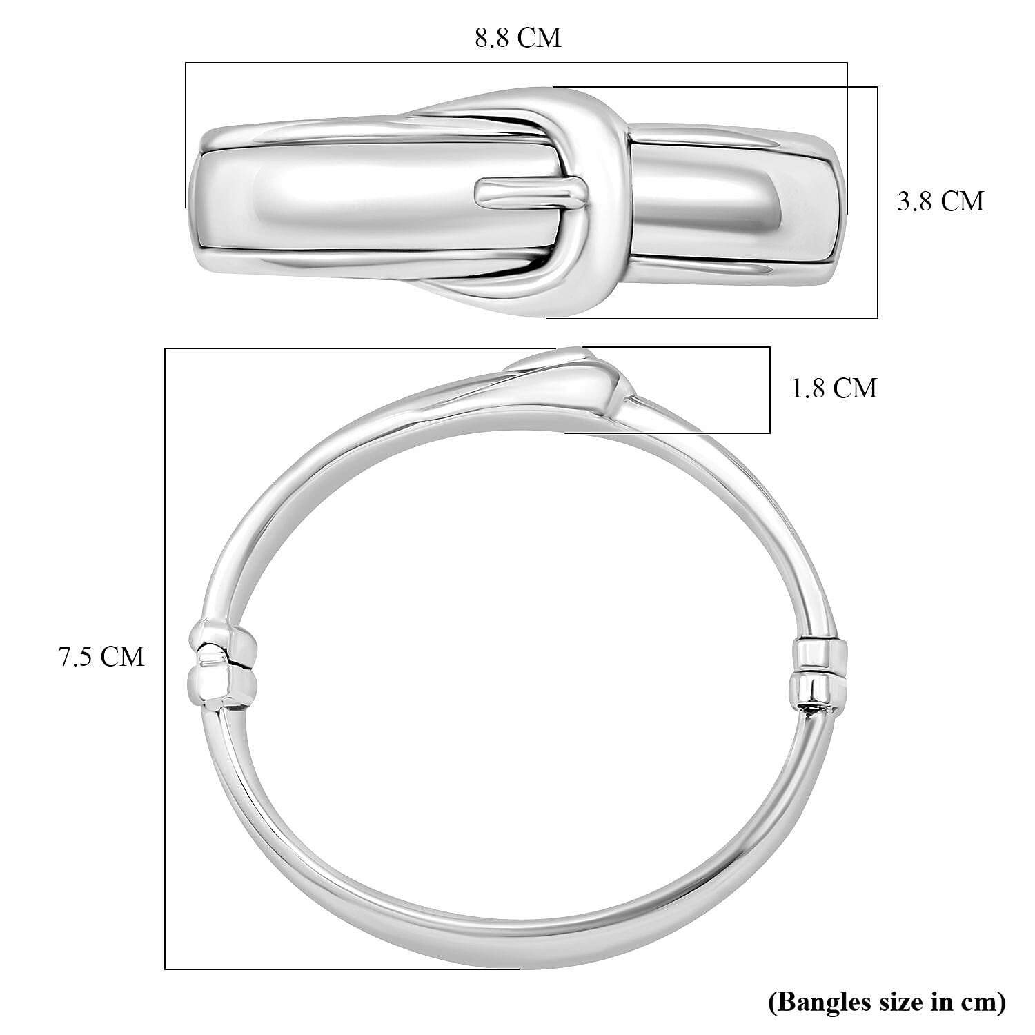 Sterling Silver Belt Buckle Bangle (Size - 7.5), Silver Wt. 33.50 Gms