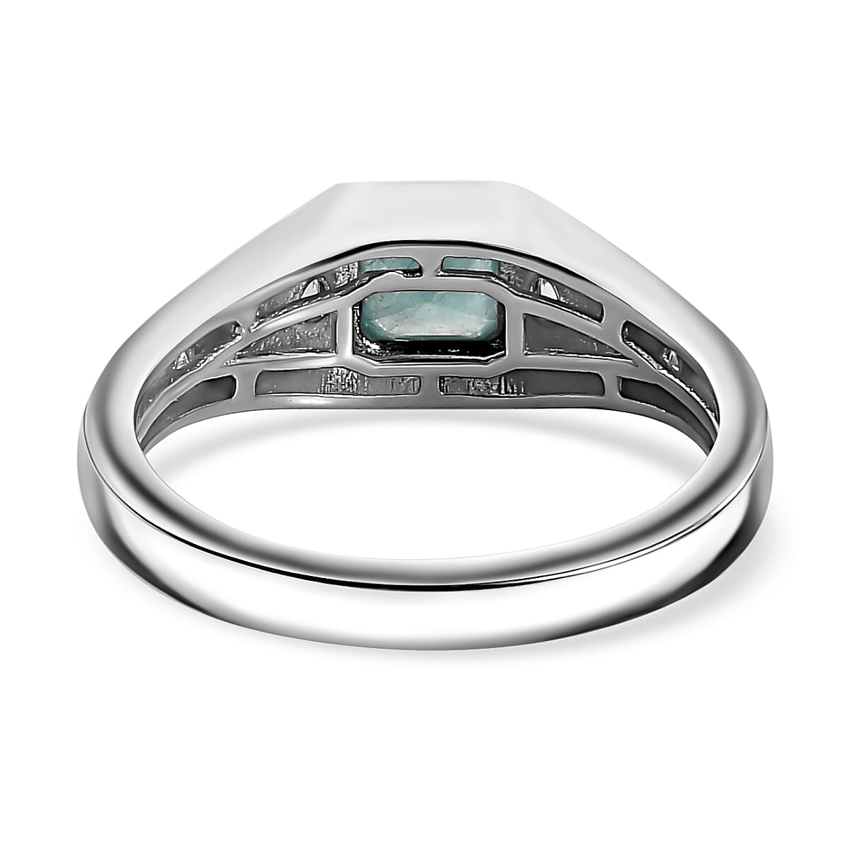 Grandidierite & Natural Zircon 7 Stone Ring in Rhodium Overlay Sterling Silver
