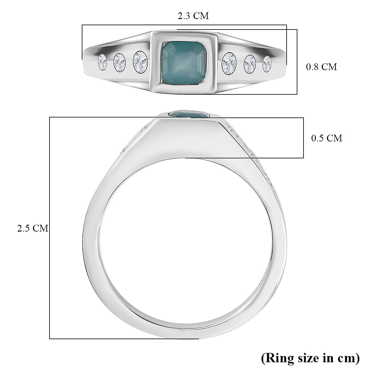 Grandidierite & Natural Zircon 7 Stone Ring in Rhodium Overlay Sterling Silver