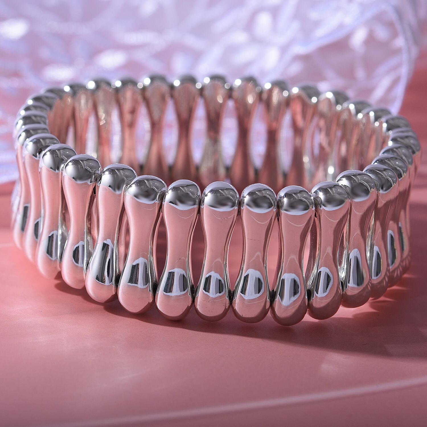 Thai Silver Stretchable Bamboo Bracelet (Size - 7.5), Silver Wt. 20.50 Gms.