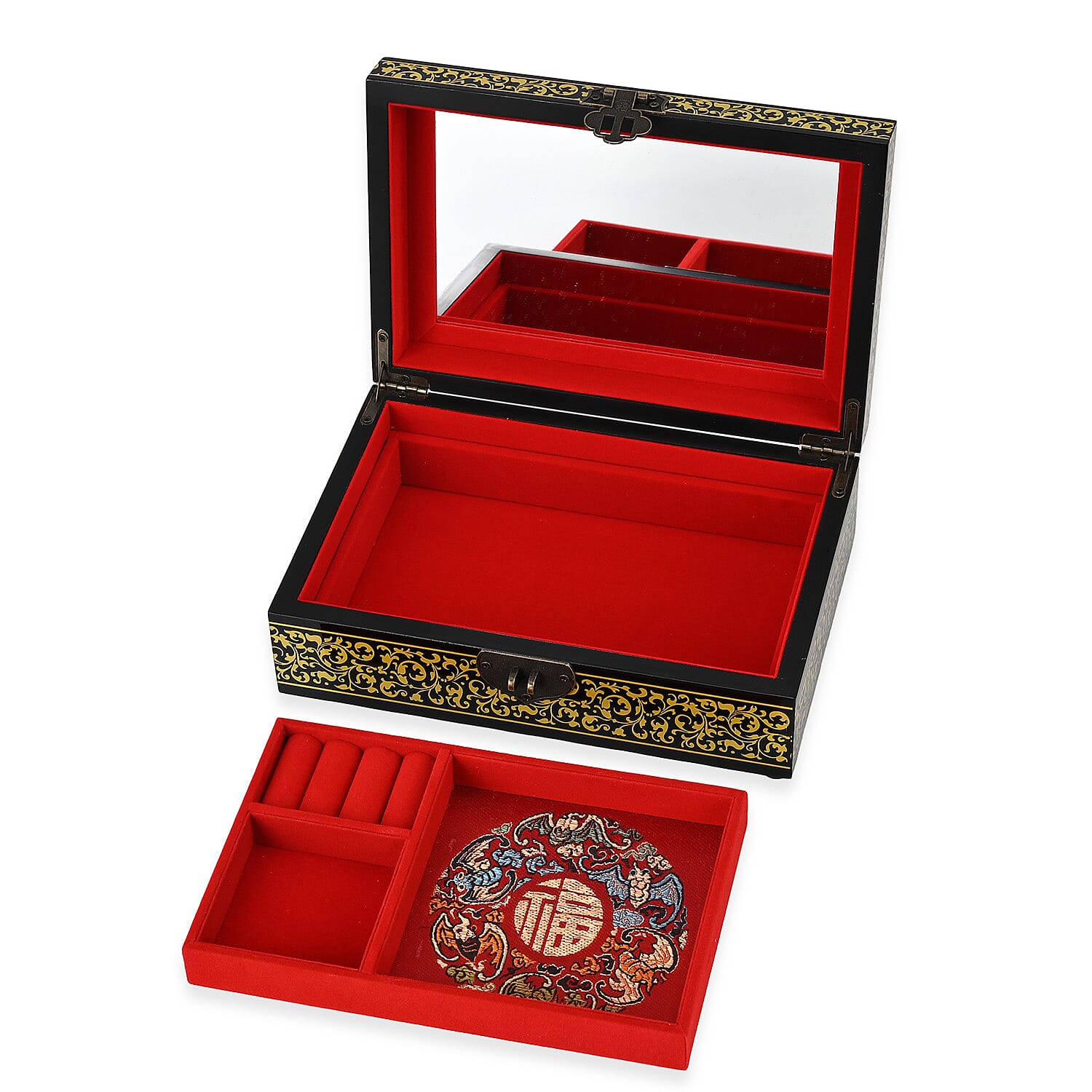 Hand-Painted Jewellery Box with 2 Layers