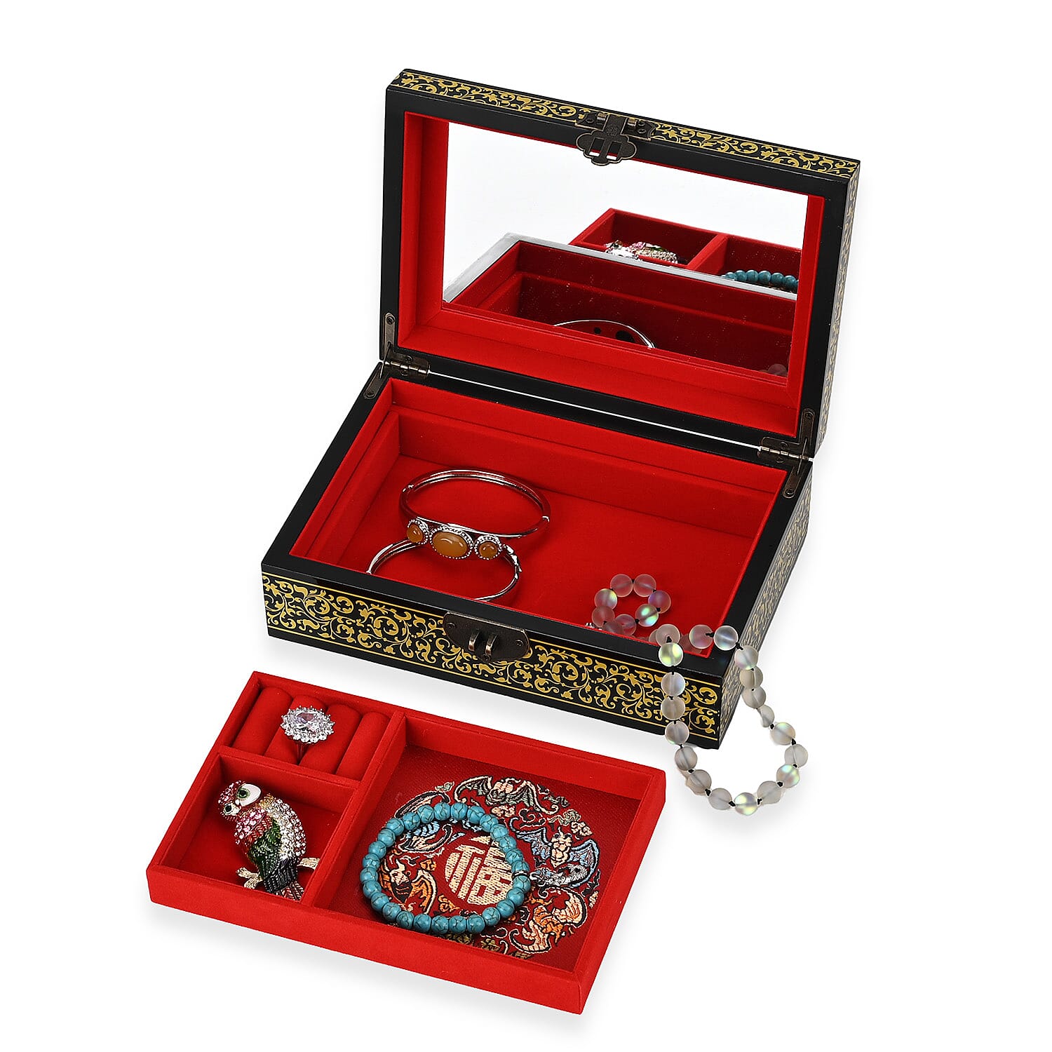 Hand-Painted Jewellery Box with 2 Layers