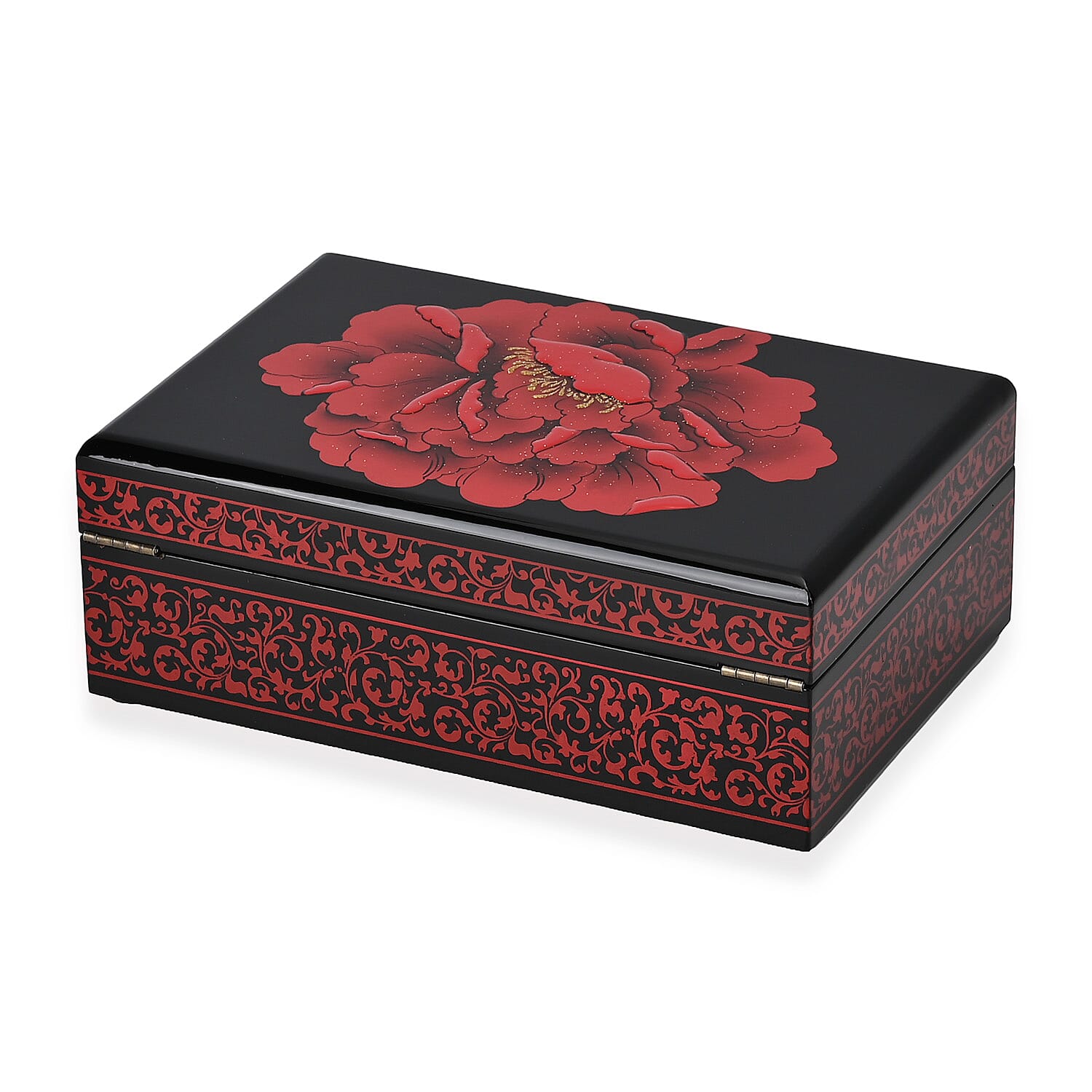 Peony Jewellery Box (Size 21x14x7 cm) - Red & Red