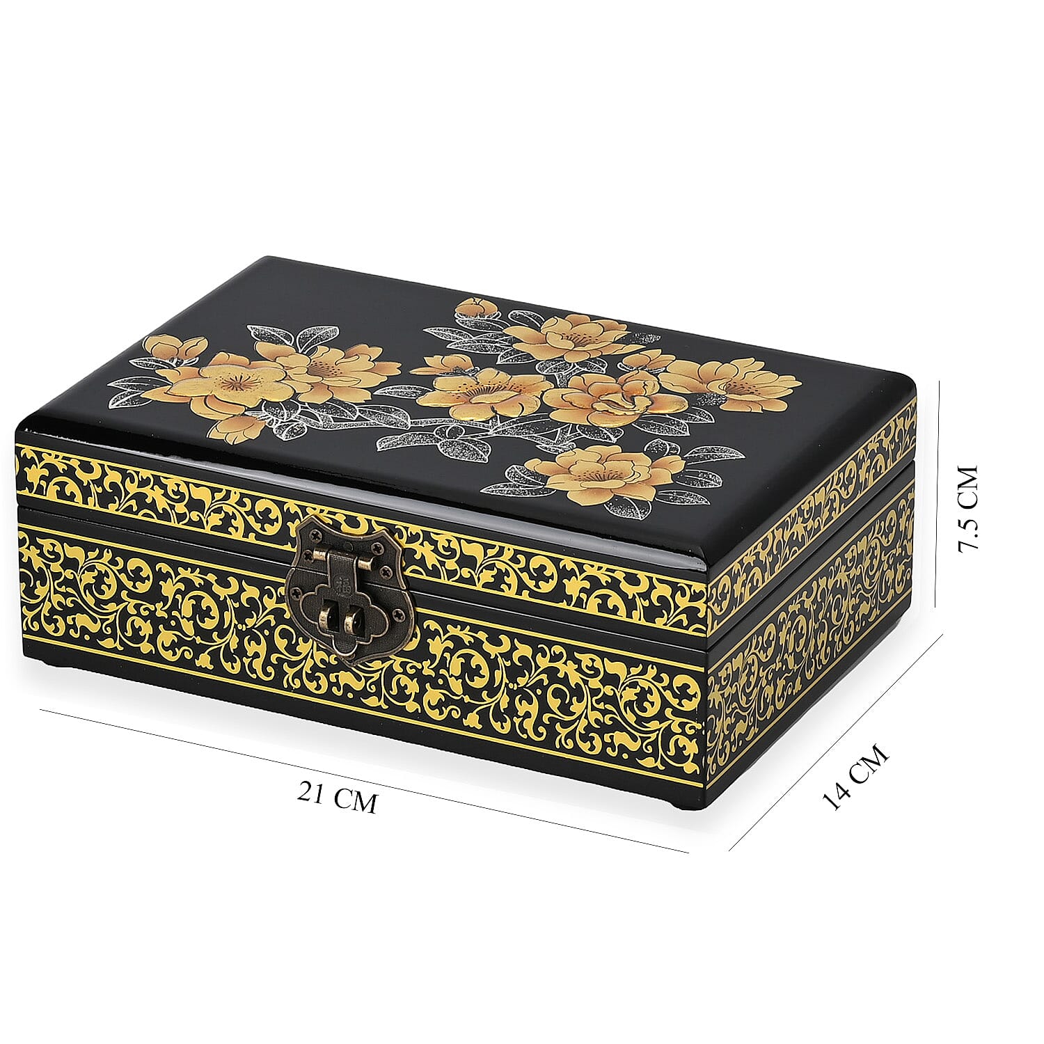 Peony Jewellery Box (Size 21x14x7 cm) - Red & Red