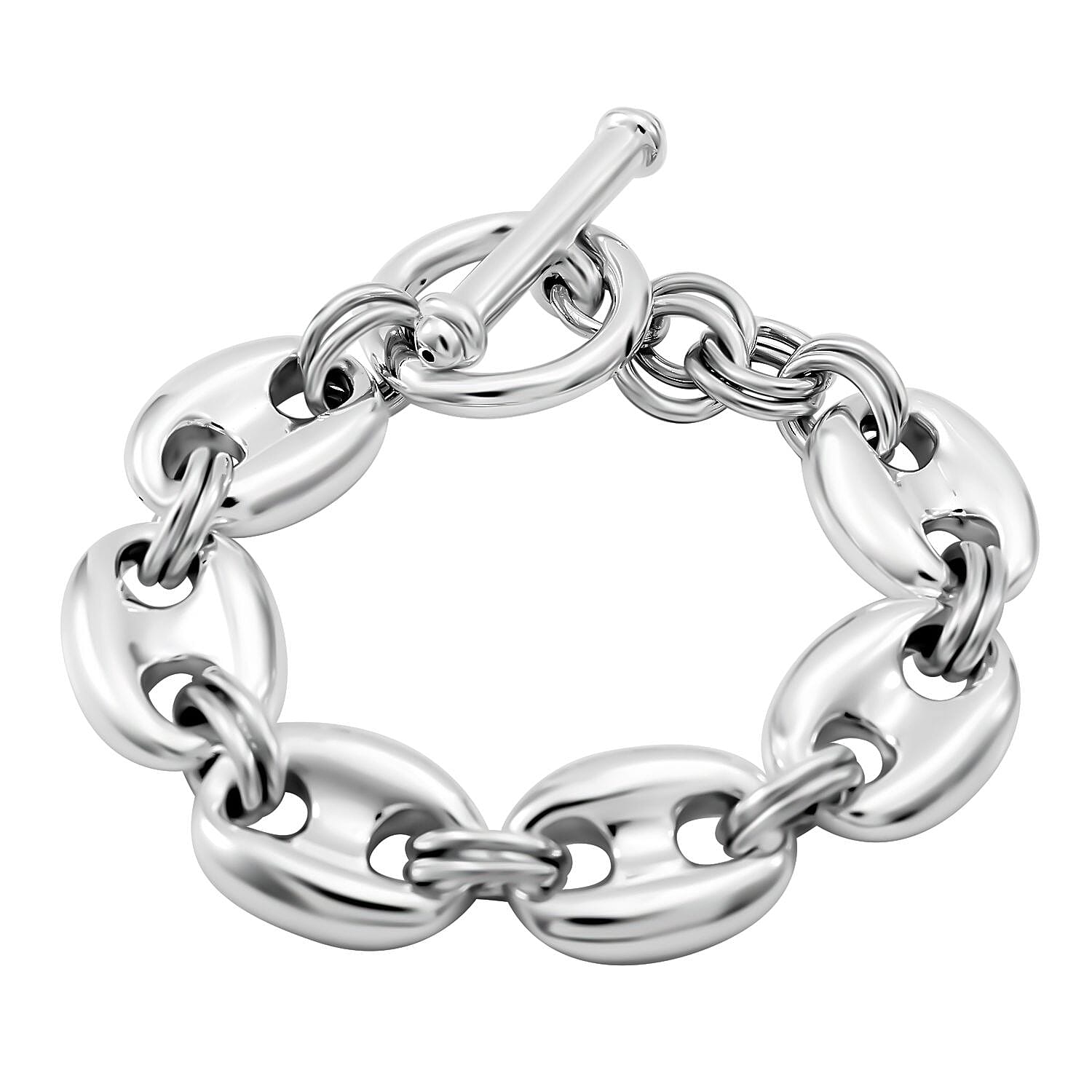 One Time Closeout - Sterling Silver Designer Inspired Mariner Bracelet (Size - 7.5), Silver Wt. 24.78 Gms