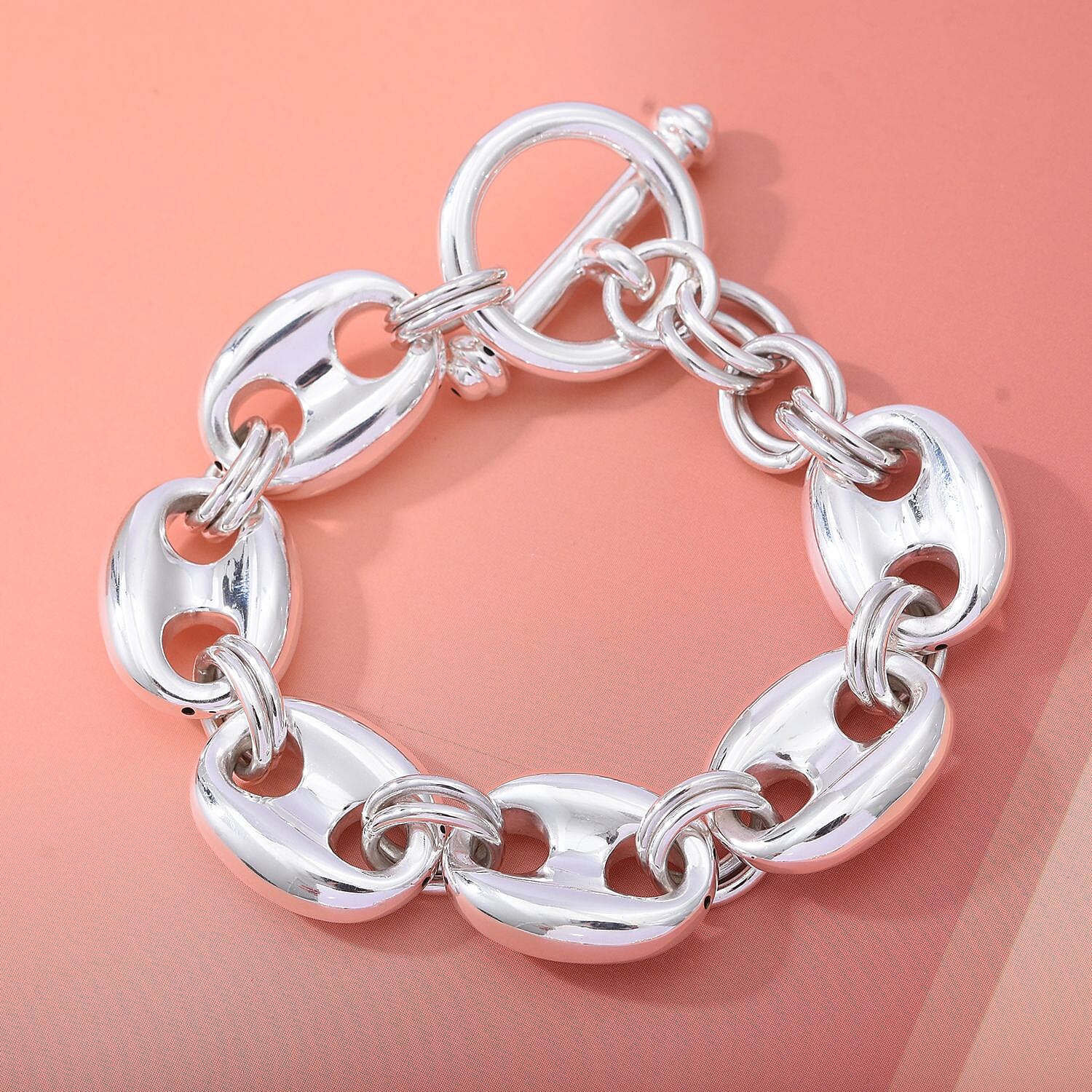One Time Closeout - Sterling Silver Designer Inspired Mariner Bracelet (Size - 7.5), Silver Wt. 24.78 Gms